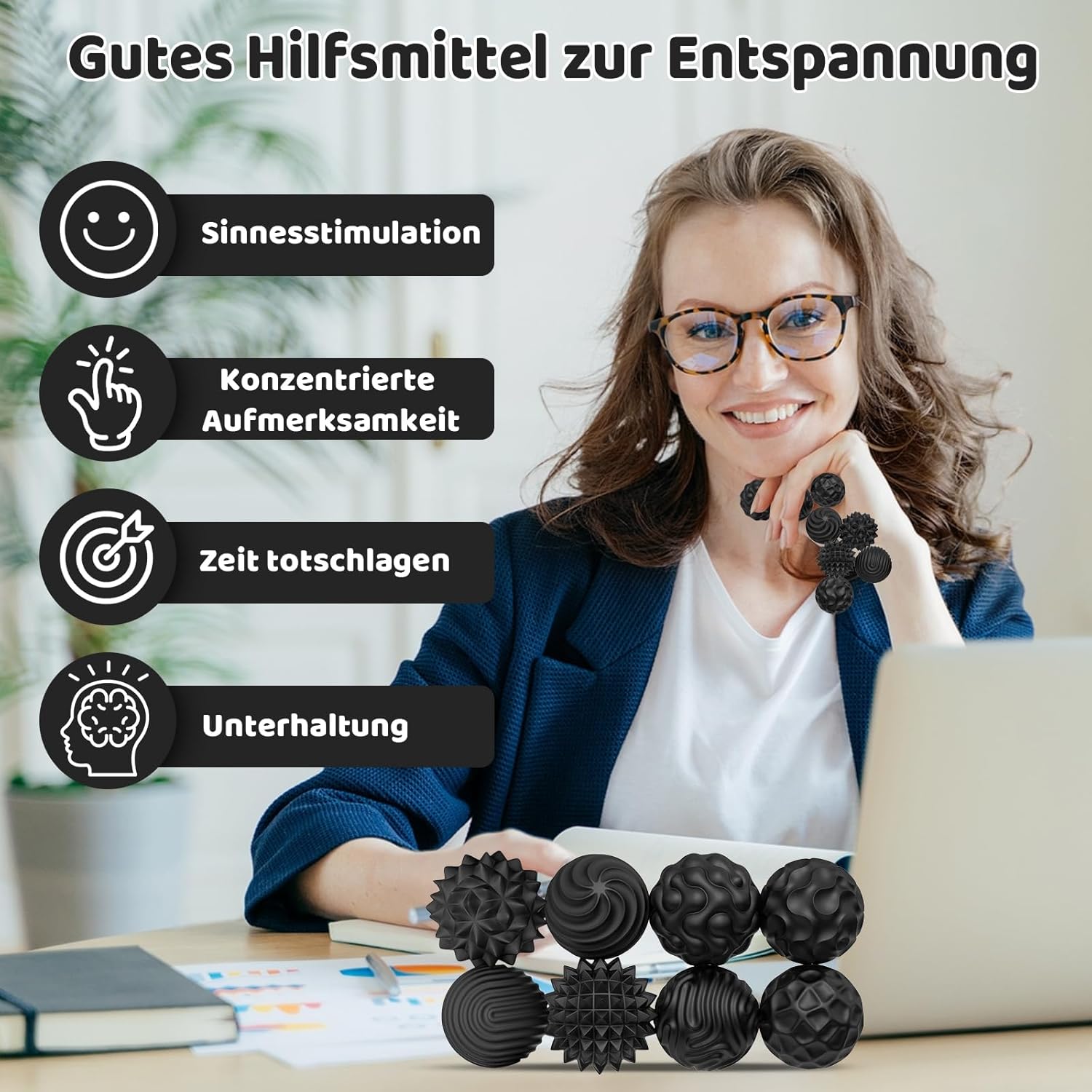 Detalle de 8 STK Focus Dots Magnetische Kugeln – Silikon-Stressbälle mit 8 Texturen
