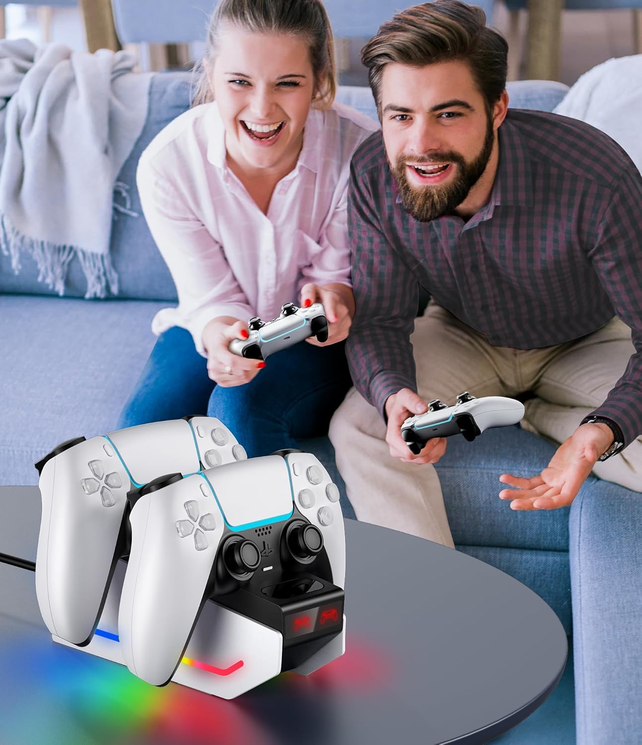 Thumbnail 6 de New bee PS5 Controller Ladestation – 2,5 Std Schnelllade für PS5 Controller mit RGB-Beleuchtung
