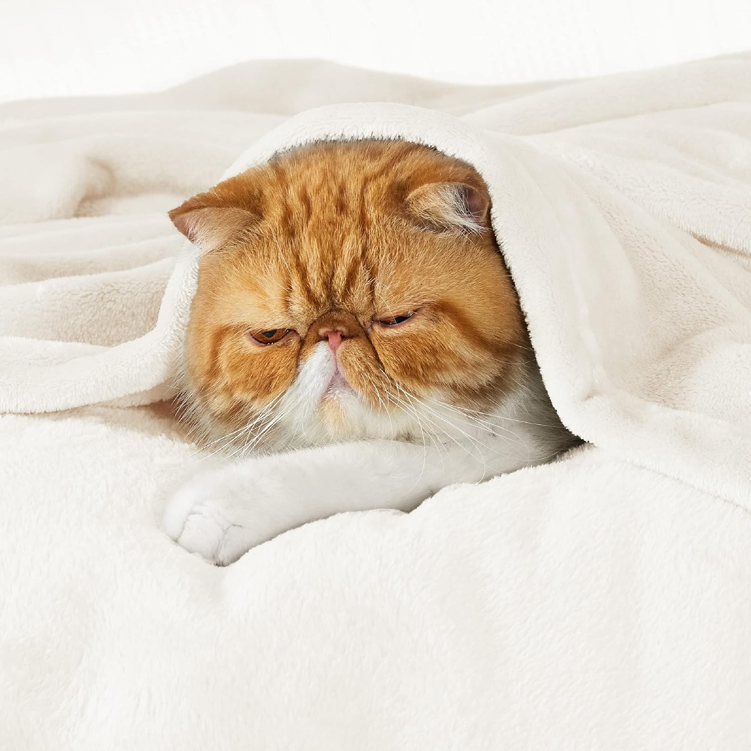 Detalle de Bedsure King Size Fleece Blanket, Cream, Lightweight 100% Polyester, 108 x 90 in