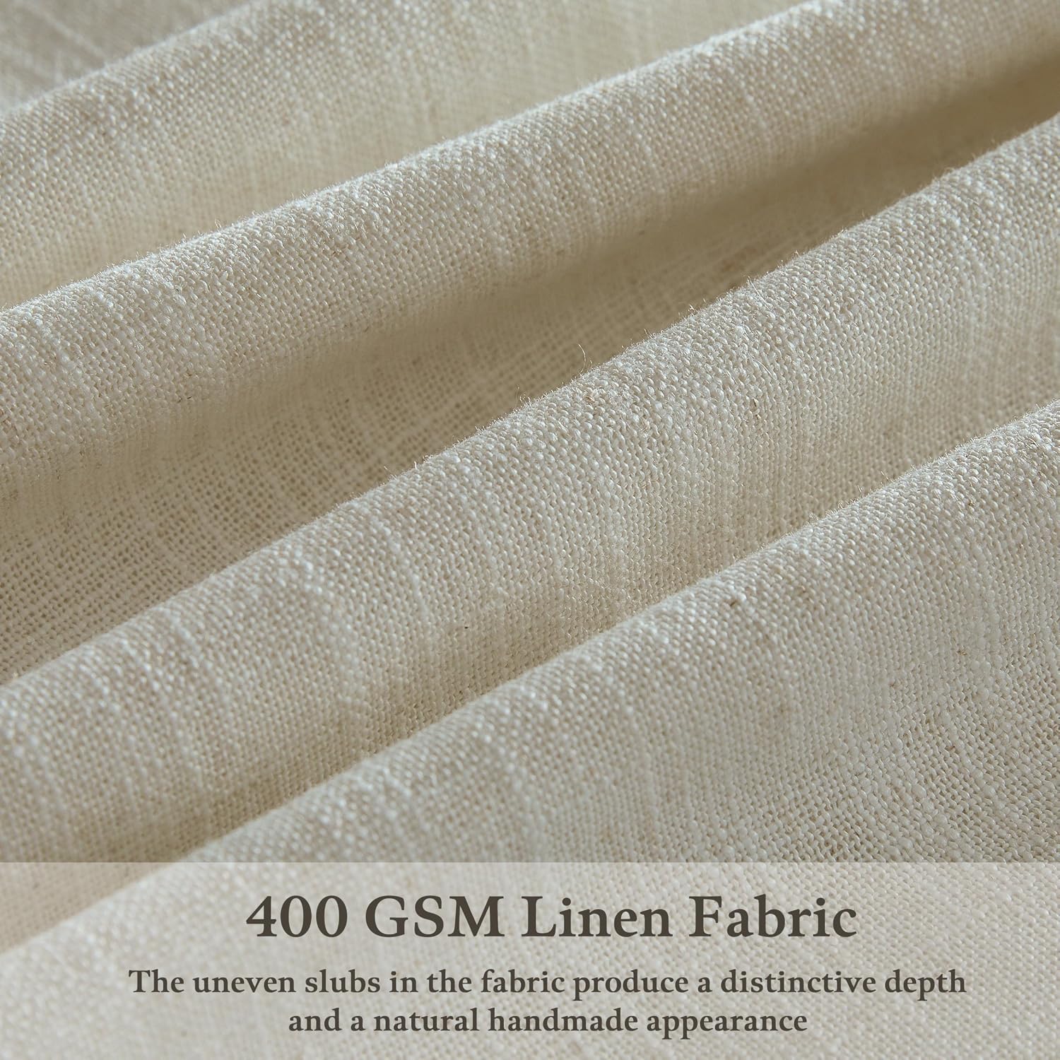 Detalle de TWODRAPES 96-Inch Beige Pinch Pleat Curtains, Linen Blend, Light Filtering