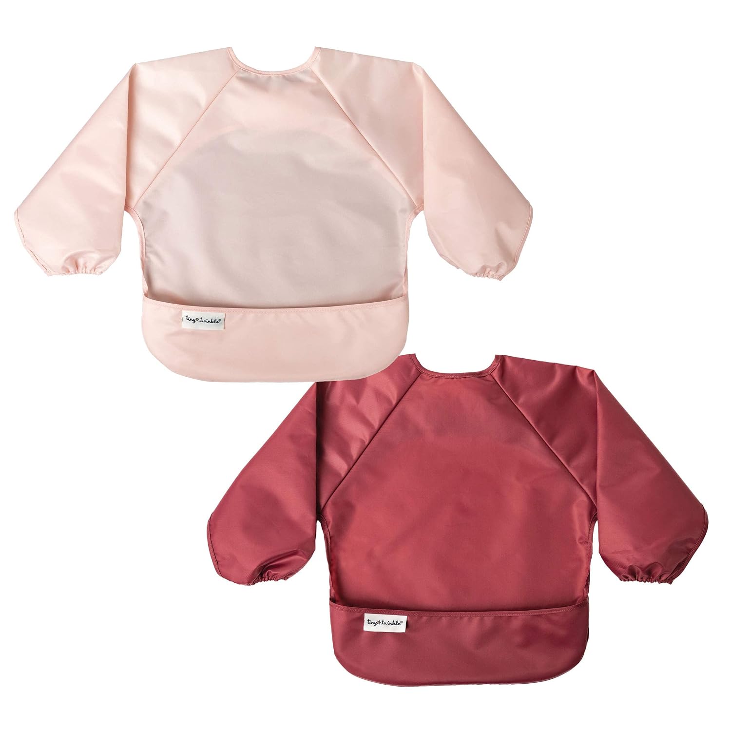 Detalle de Tiny Twinkle Long Sleeve Bib 2-Pack, Waterproof, Machine-Washable, Rose Burgundy, 2-4Y