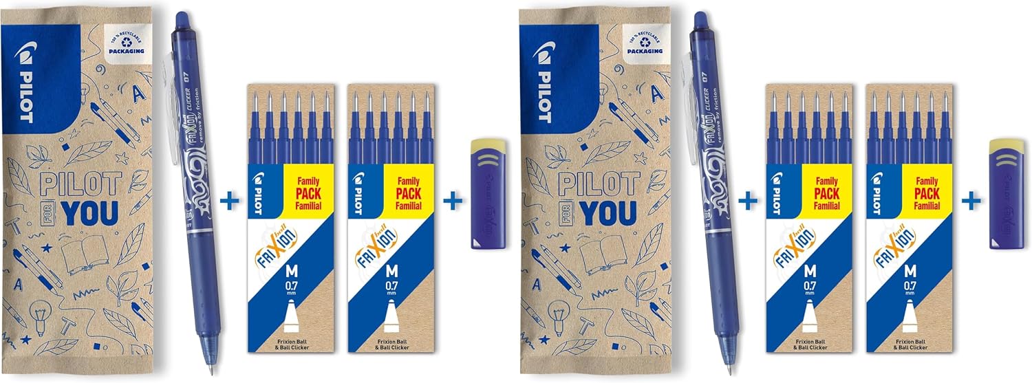 Thumbnail 3 de Pilot FriXion Ball Clicker 0.7 Erasable Pen – Blue with 12 Refills & Eraser (Pack of 1)