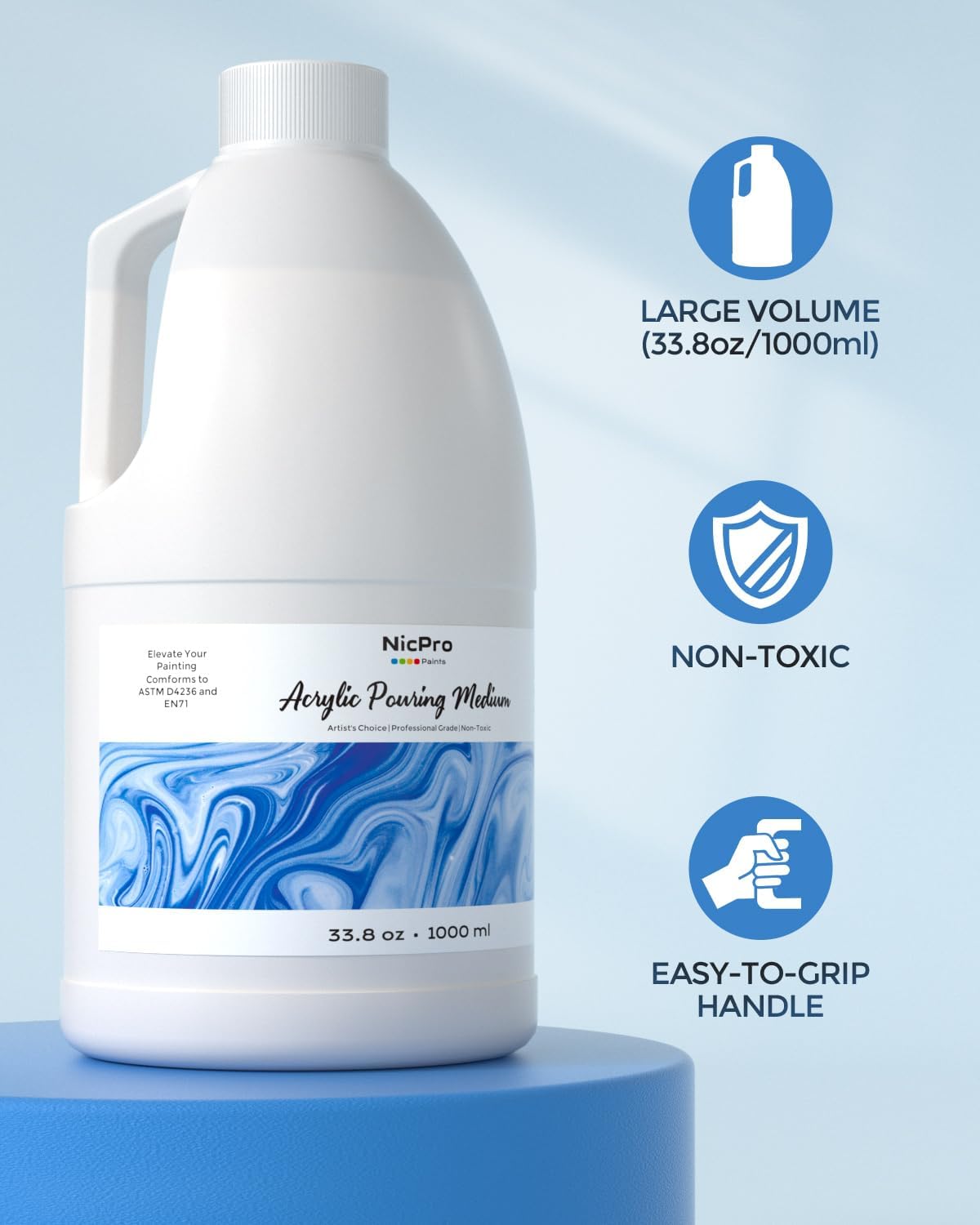 Thumbnail 3 de Nicpro Acrylic Pouring Medium (33.8oz / 1000ml) – acrylic flow and thinning medium for smoother pours