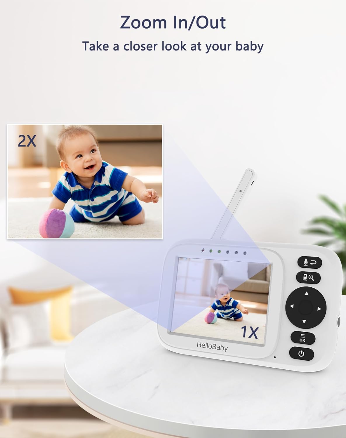 Thumbnail 5 de HelloBaby Babyphone mit 2 Kameras – 3,2 Zoll, Nachtsicht und ECO-Modus
