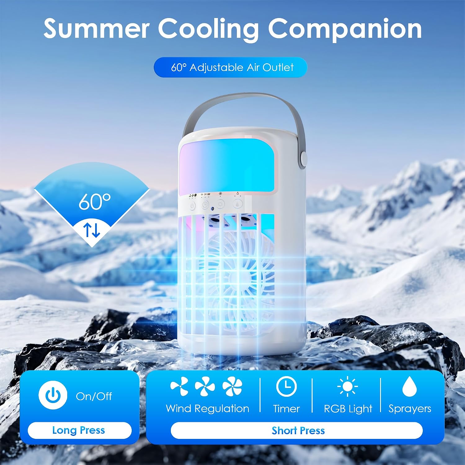 Thumbnail 1 de Portable Air Conditioners, Evaporative Cooler 4-in-1 with 1500ML Tank and USB-C Power