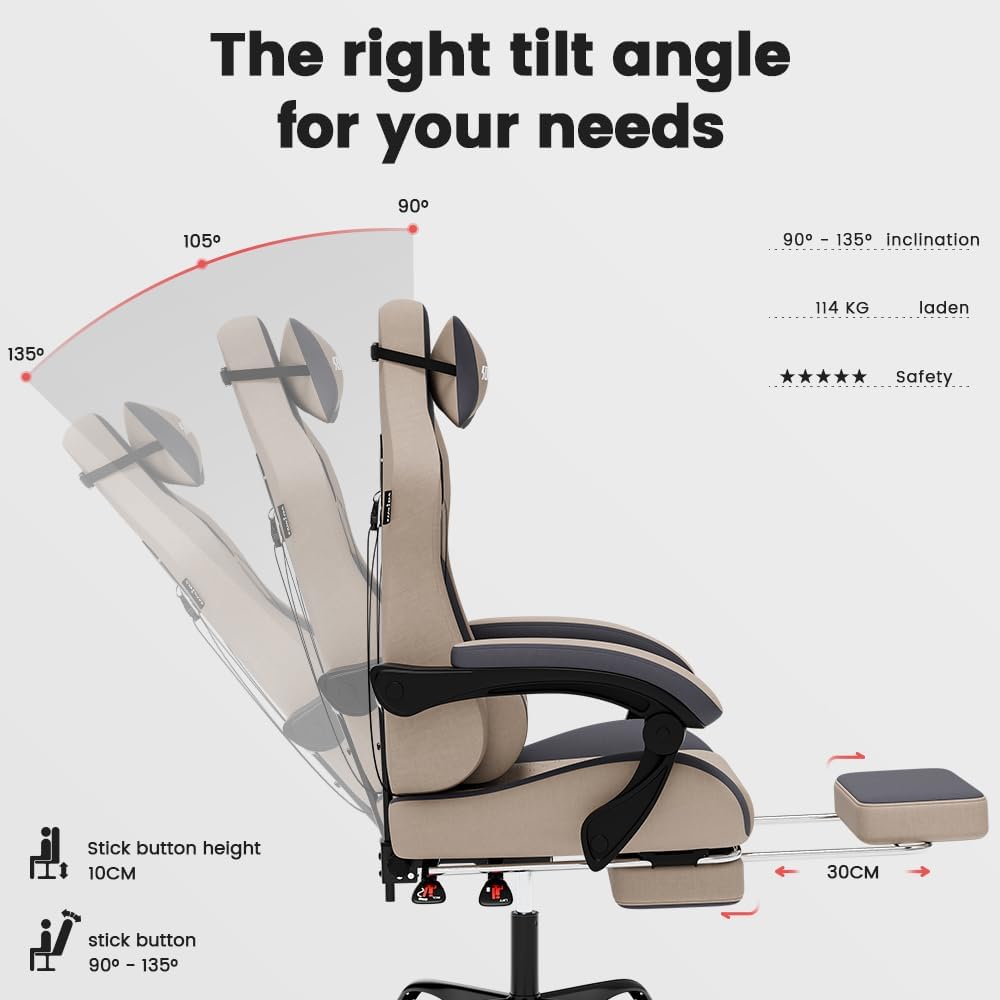 Thumbnail 3 de SUKIDA Ergonomic Gaming Chair with Massage Lumbar Support and Footrest