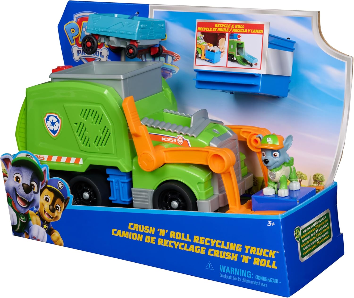 Thumbnail 4 de Paw Patrol Crush ’N’ Roll Recycling Lorry with Rocky – Transforming Recycling Vehicle for Kids Aged 3+