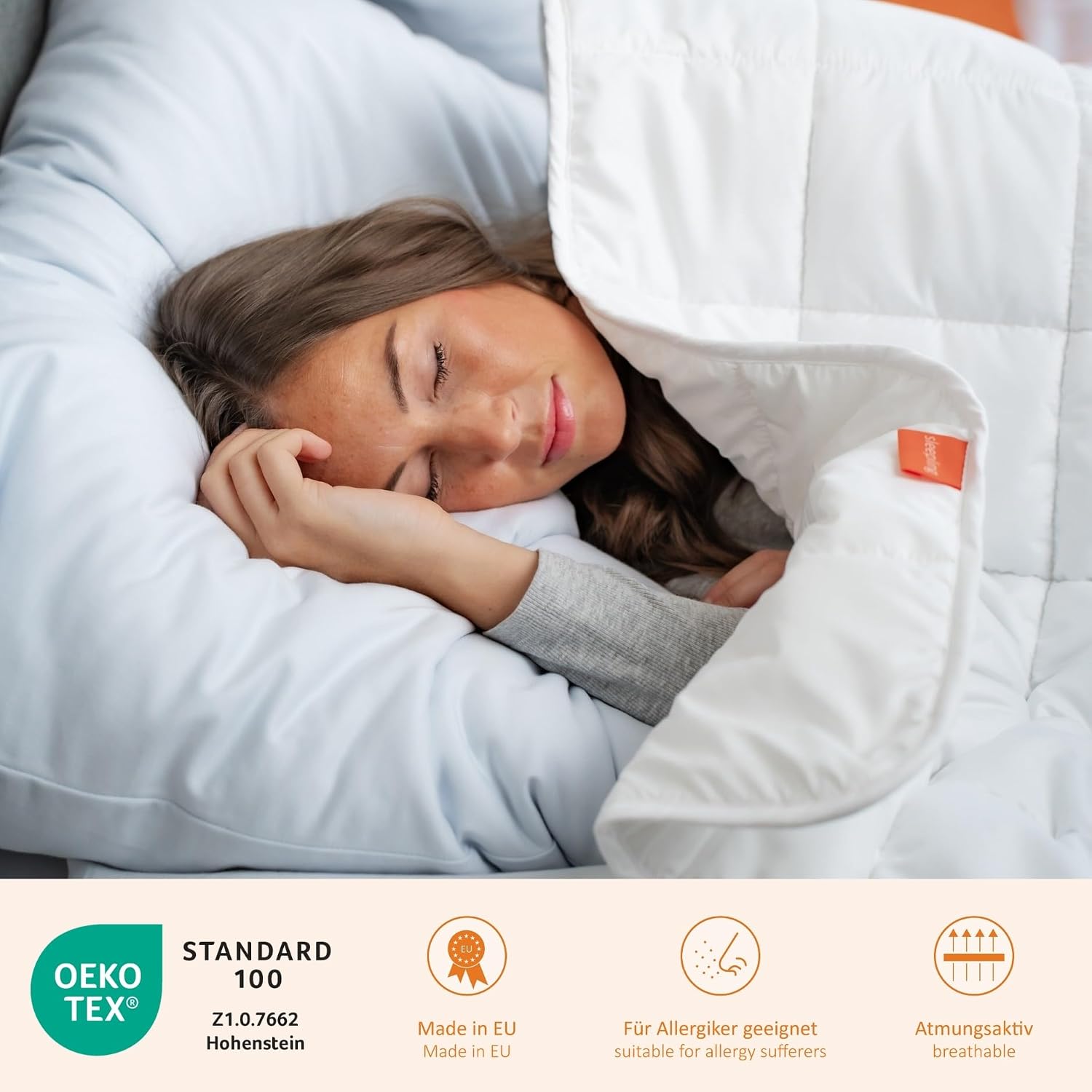 Detalle 2 de sleepling Kopfkissen 40 x 80 cm 2er Set – Allergikerkissen