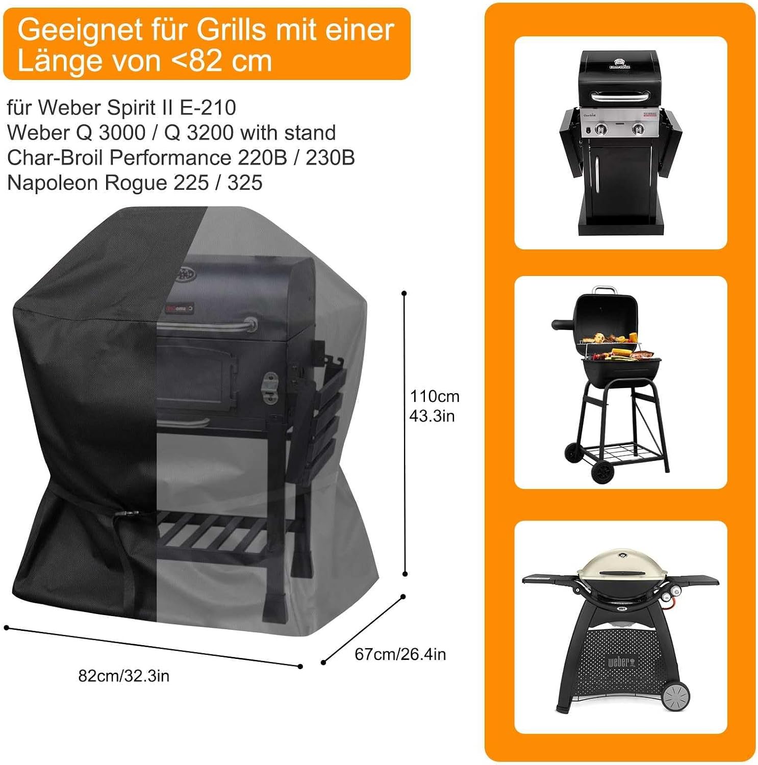 Detalle 2 de Raweao 372 grillskydd i Oxford 600D med dragsko, 82 x 67 x 110 cm