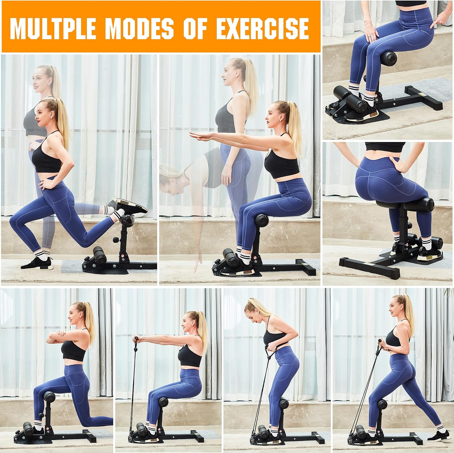 Detalle 2 de leikefitness GM8300 Multifunctional Sissy Squat Bench, Adjustable and Foldable