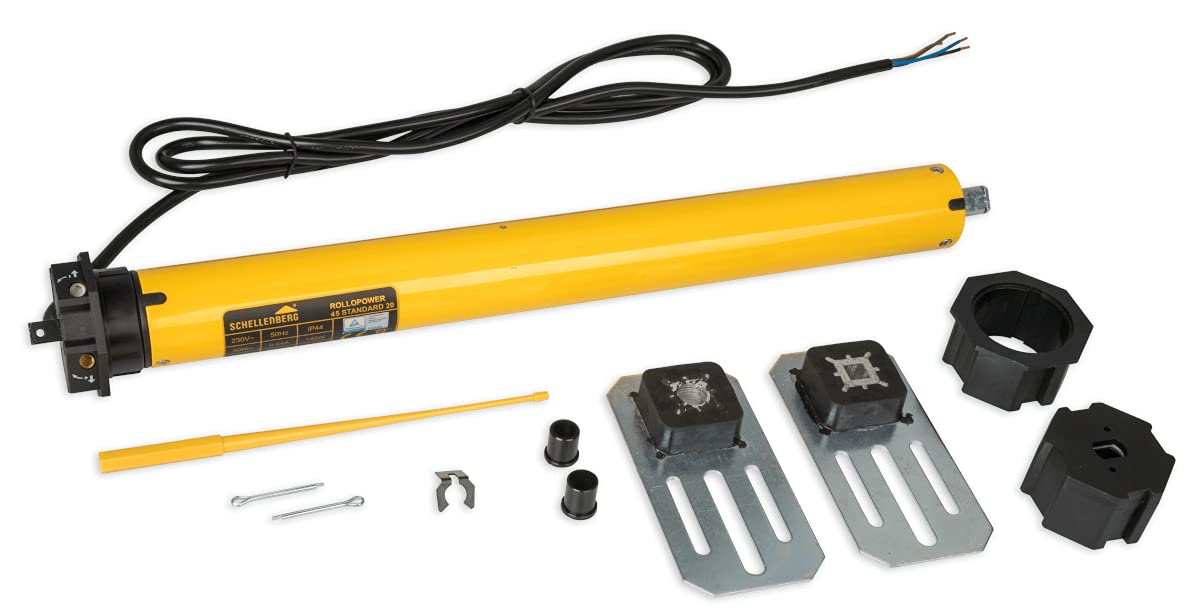 Detalle de Schellenberg 20620 Maxi Rolladenmotor Standard 20 Nm – 60 mm Welle, Endlageneinstellung, Set inkl. Wandlager