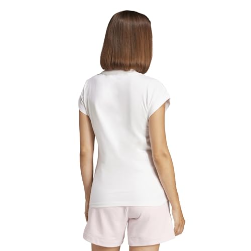 Detalle de Adidas Mujer Essentials Linear Cotton Shirt – camiseta blanca con negro, talla M