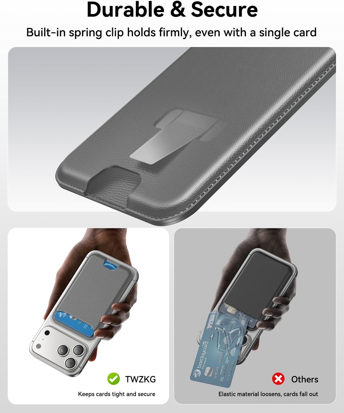 Thumbnail 5 de TWZKG MagSafe Wallet 3 Cards Holder Titanium Grey