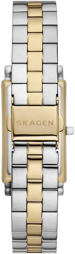 Detalle de Skagen Hagen Damenuhr – Edelstahl oder Lederband, Quarz-Drei-Zeiger, 43 mm Gehäuse