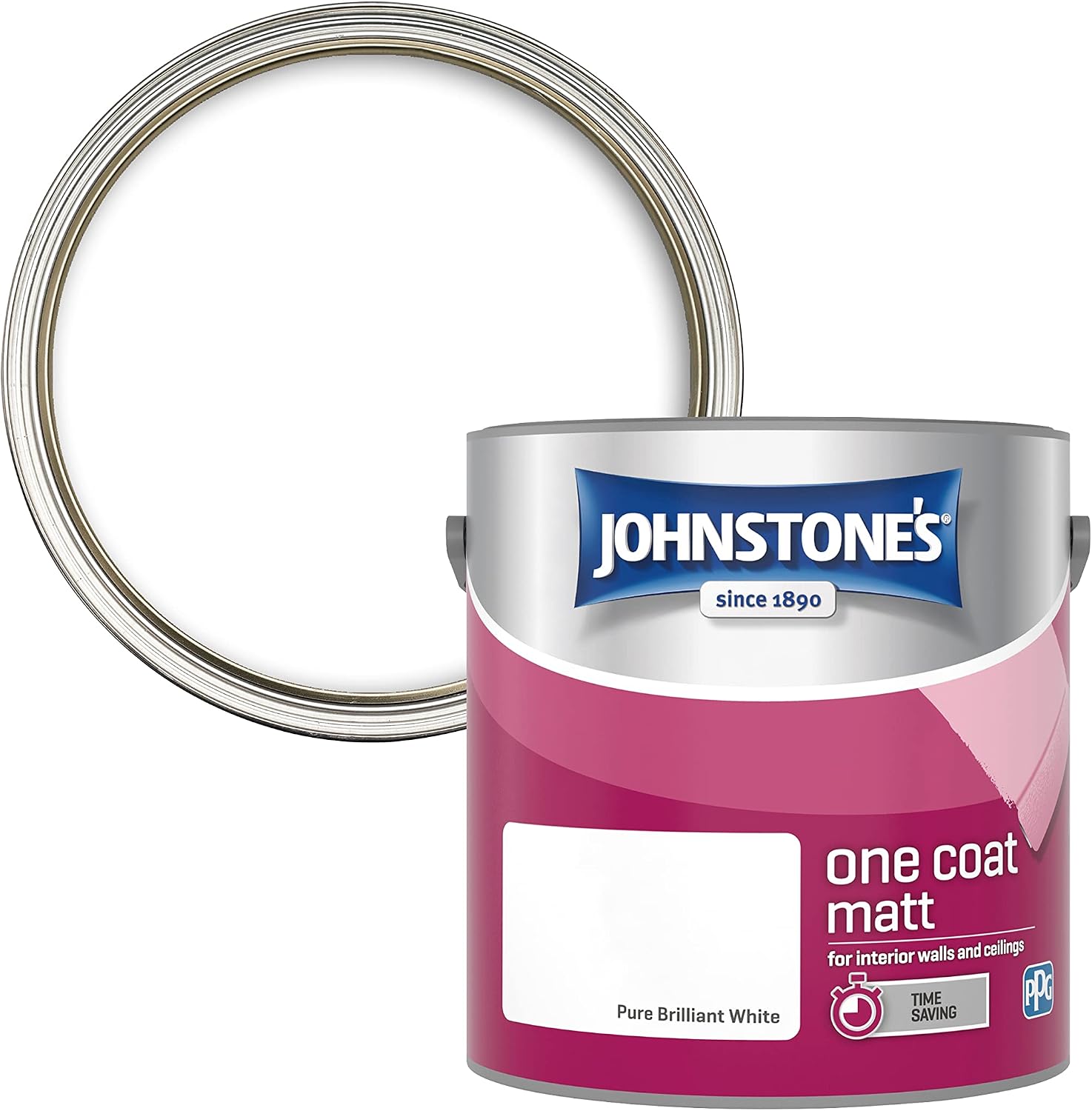 Detalle 2 de Johnstone's One Coat Matt Emulsion Paint – Pure Brilliant White, 2.5L