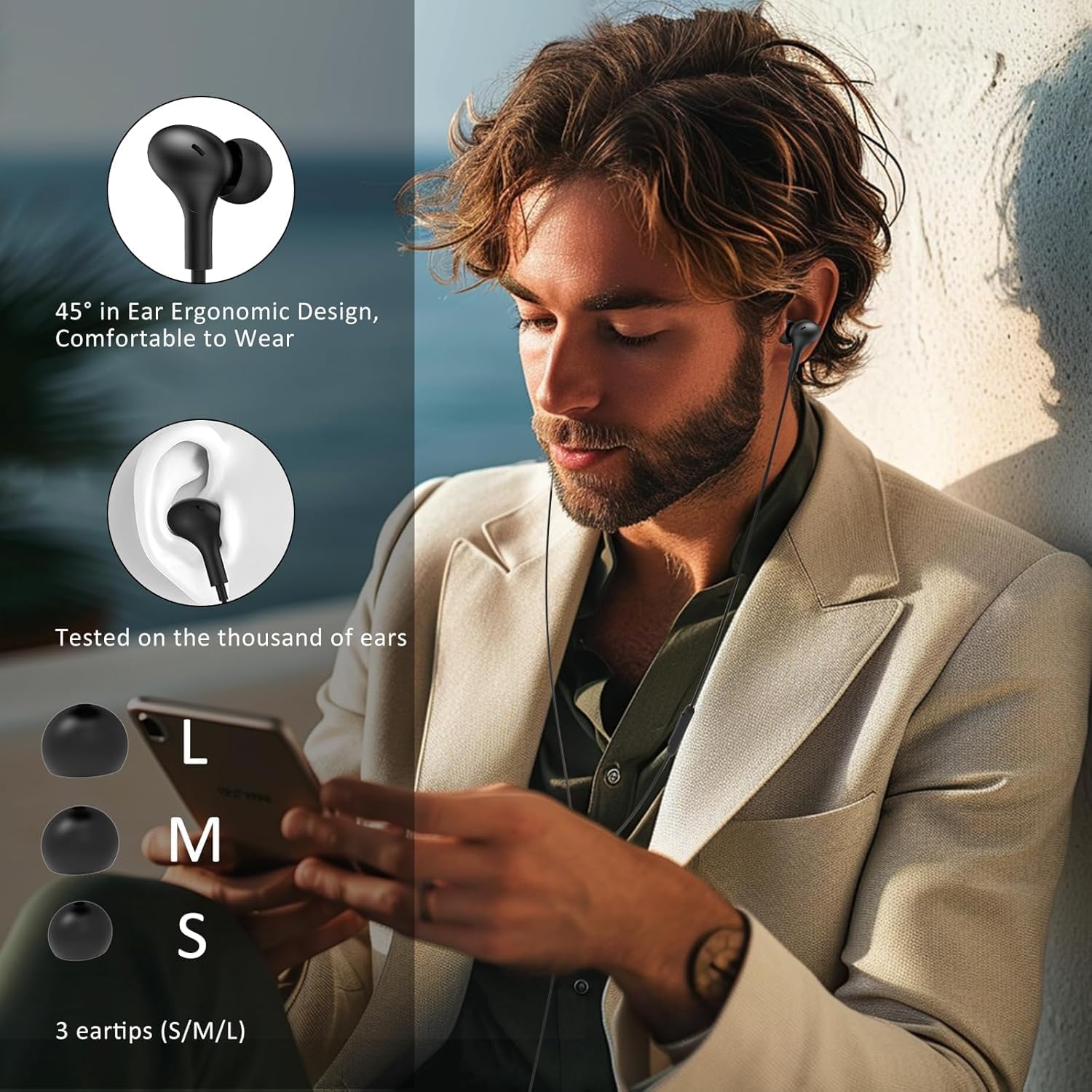 Detalle 2 de Kopfhörer mit USB-C Kabelanschluss – In-Ear Design, integriertes Mikrofon, kompakte Allround-Lösung