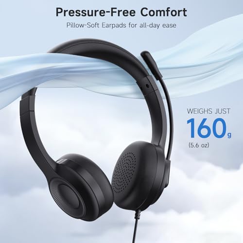 Detalle de AOC USB Headset with Microphone (Deep Black) — Clear calls, comfortable all-day use