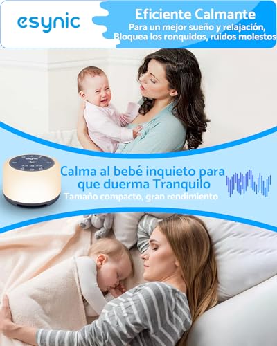 Detalle 2 de eSynic Máquina de ruido blanco portátil para dormir con luz nocturna y 30 sonidos