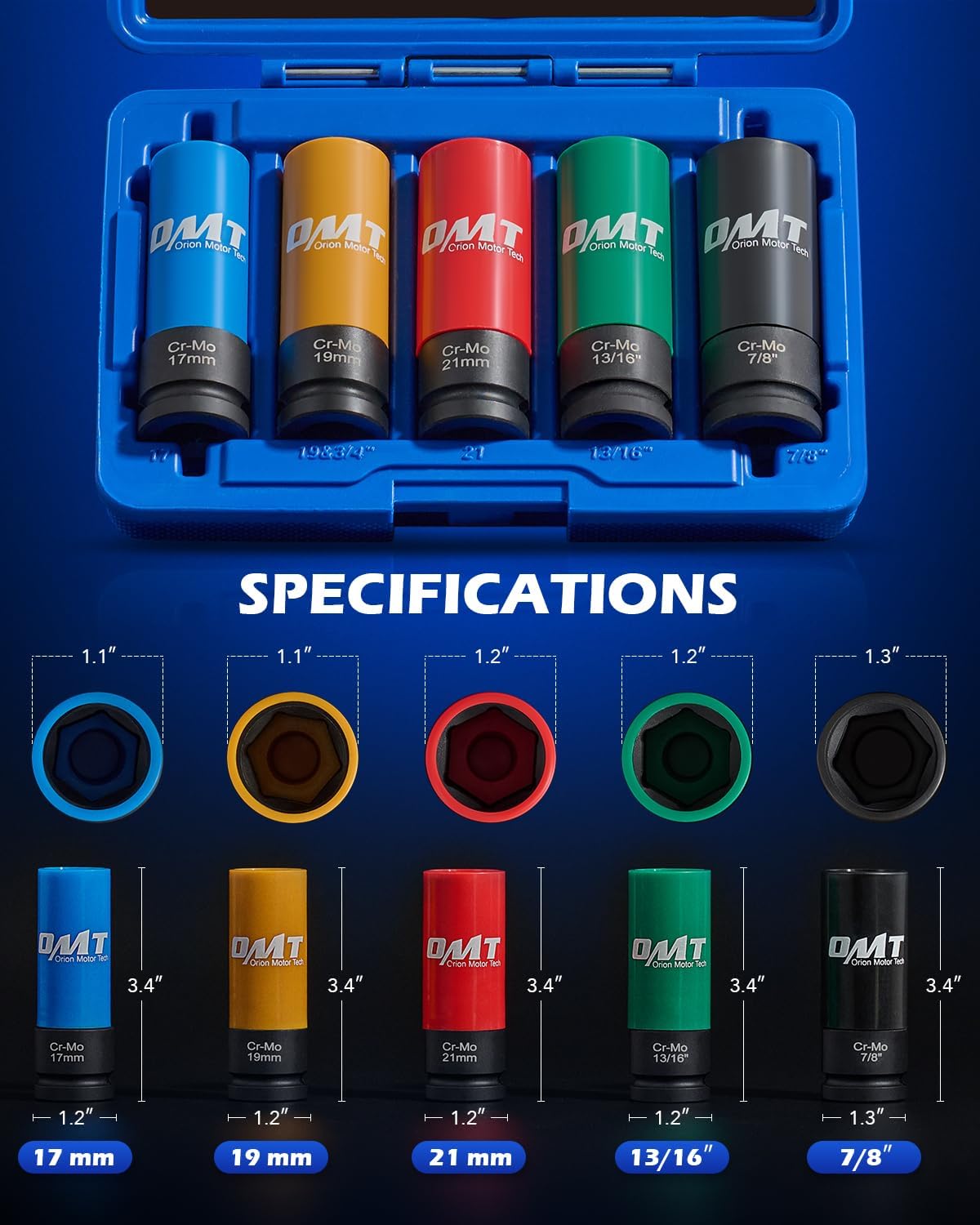 Detalle de Orion Motor Tech 5pc Lug Nut Socket Set 17mm