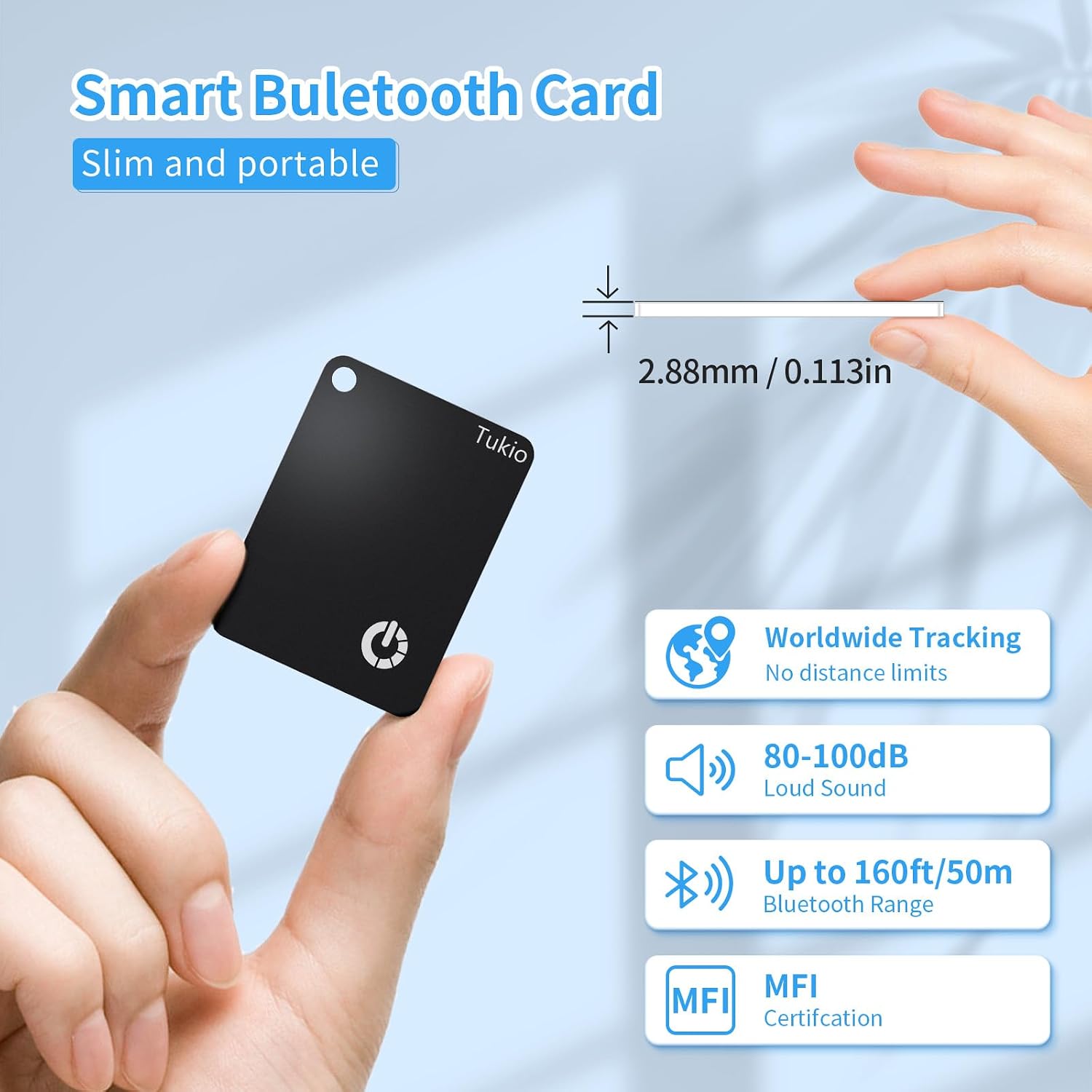 Thumbnail 6 de Tukio Smart Air Tracker Card 2 Pack (Black) – Apple Find My wallet tracker with rechargeable, wireless charging