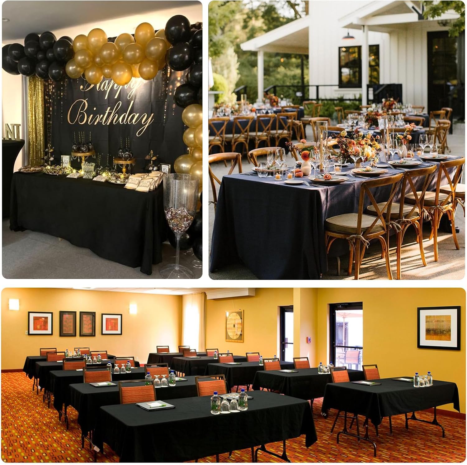 Thumbnail 6 de 8 Packs Black Tablecloths 90x156