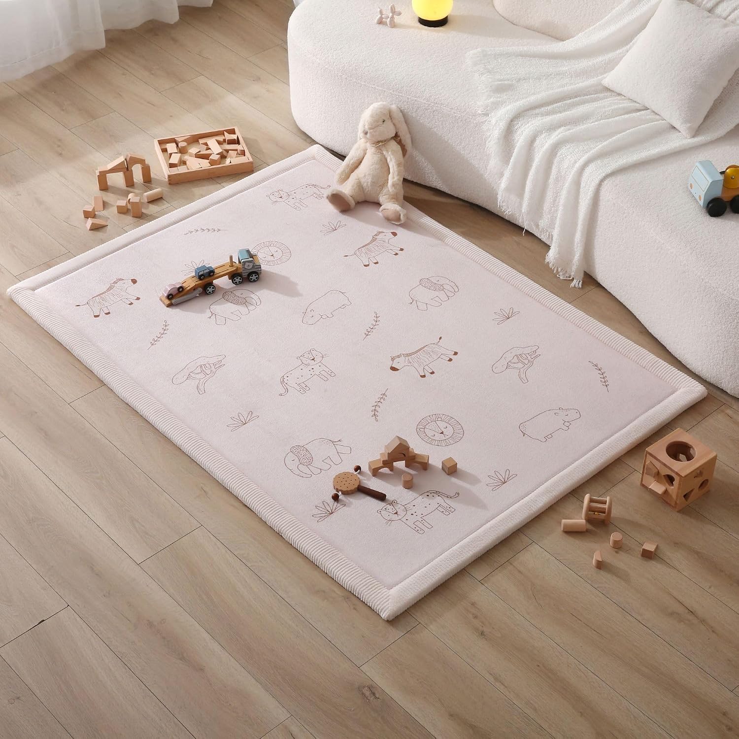 Thumbnail 5 de Hakuna Matte Wolkenweiche Spielmatte Baby „Safari Zen“ 170x120x2,5 cm – Krabbelmatte mit Memory-Schaum & rutschfester Unterseite