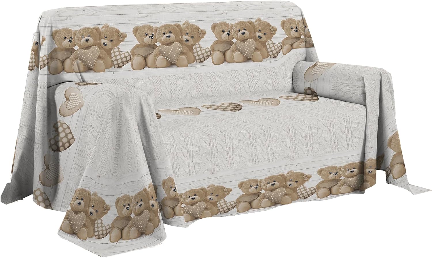 Detalle 2 de PENSIERI DELICATI Happycat – bawełniana narzuta na sofę 180 × 290 cm