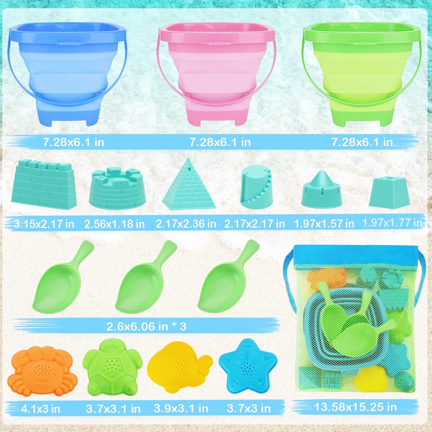 Thumbnail 6 de RACPNEL Collapsible Beach Toys 3-Pack