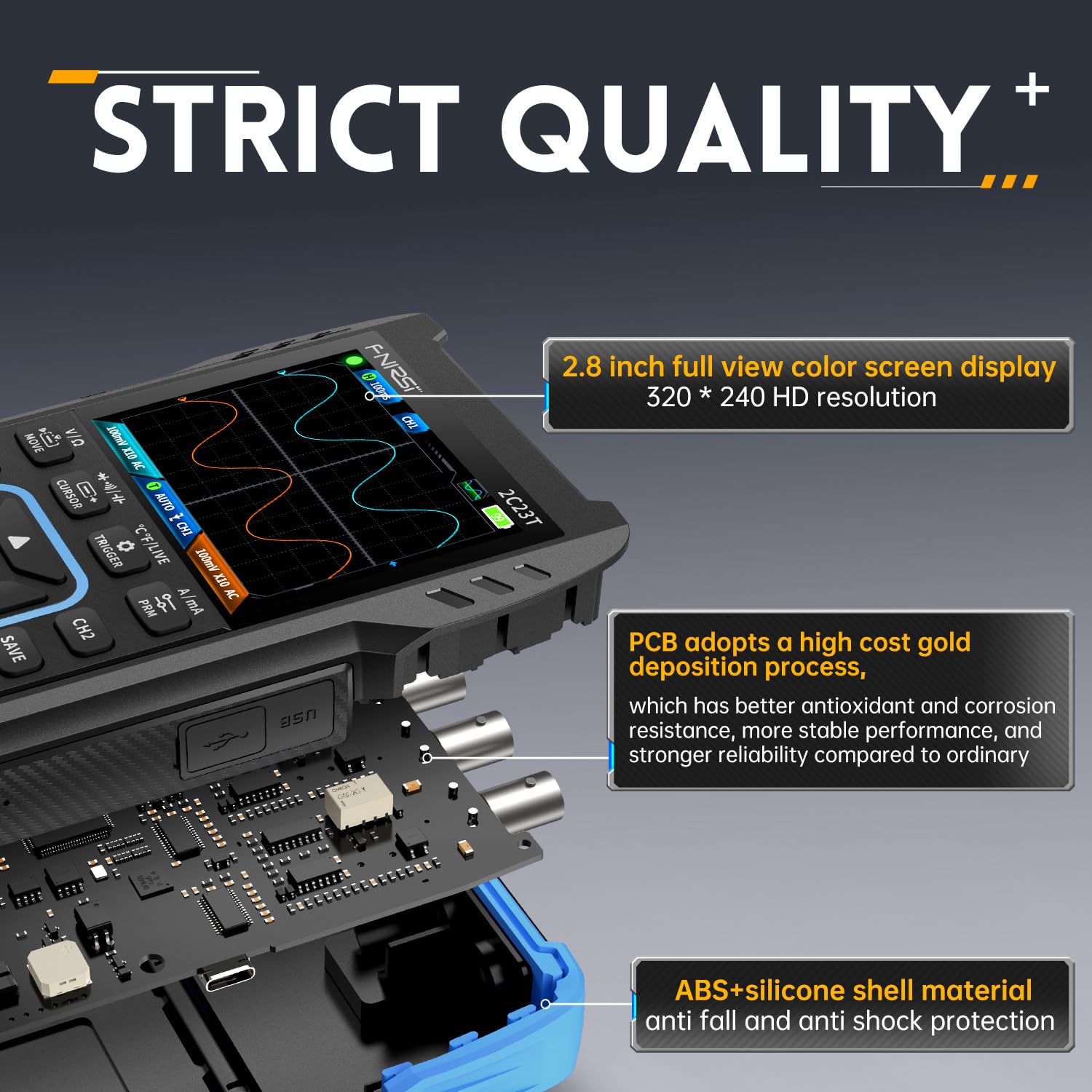 Thumbnail 3 de FNIRSI 2C23T 3-in-1 Handheld Oscilloscope Multimeter with DDS Generator