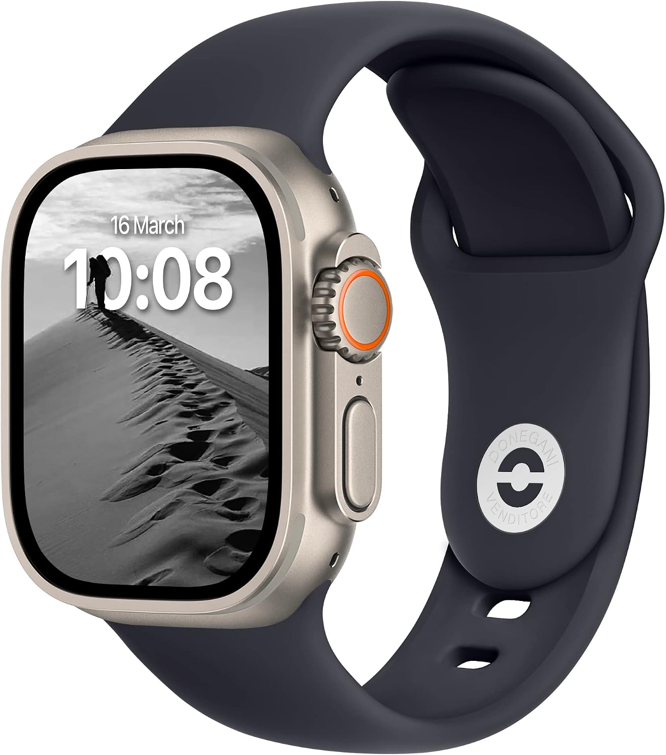 Detalle de DONEGANI silicone straps for Apple Watch (Ultra 2, Series 10–1, SE, 49mm–38mm) Midnight