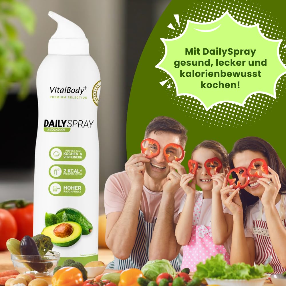 Thumbnail 6 de VitalBody+ DailySpray Avocadoöl – 2 kcal pro Sprühstoß, kalorienarm, antihaftend für Airfryer, Braten & Grillen