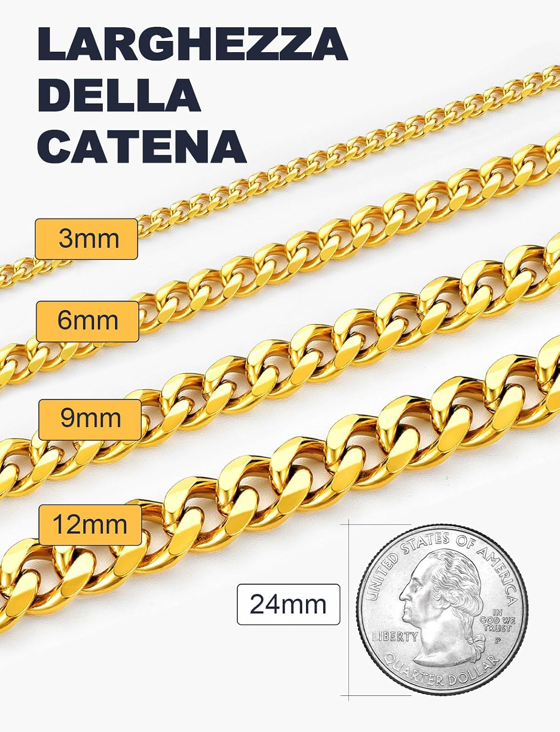 Thumbnail 6 de U7 Collana Catena Cubana 66 cm 6 mm