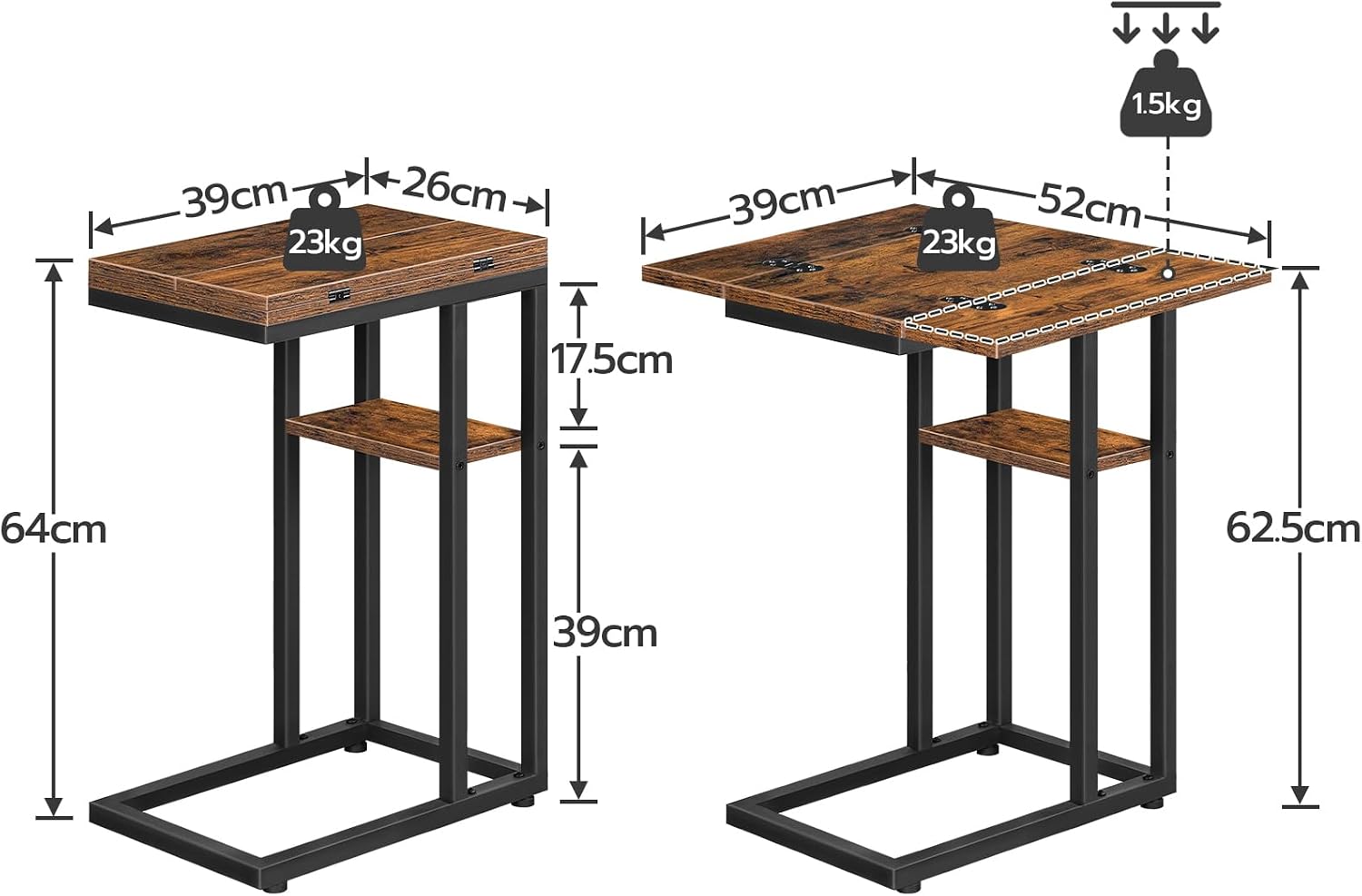 Detalle de HOOBRO EBF29SF01 mesa auxiliar plegable 52x39 cm