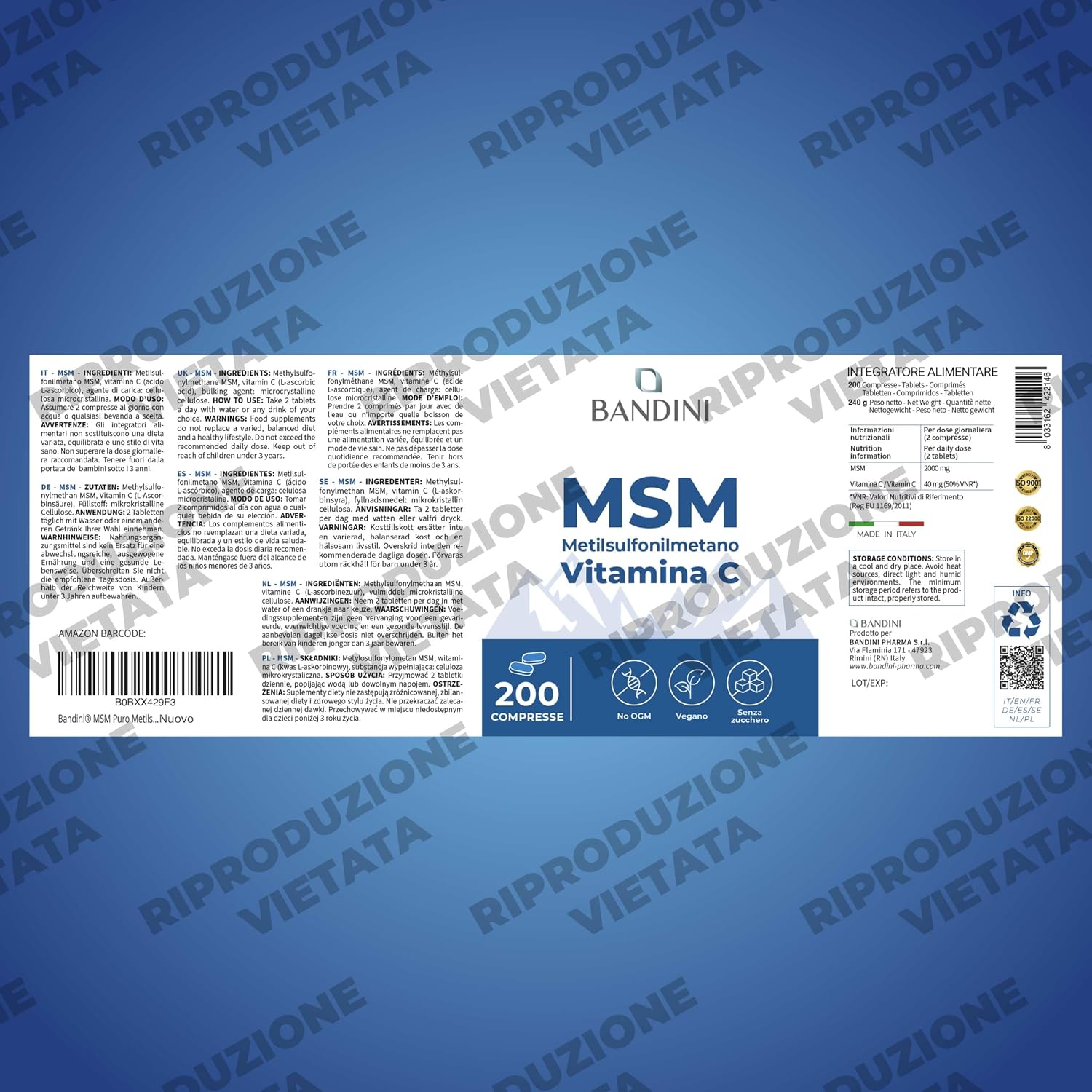 Thumbnail 4 de BANDINI MSM-tabletten met vitamine C, 2000 mg MSM per dagdosering