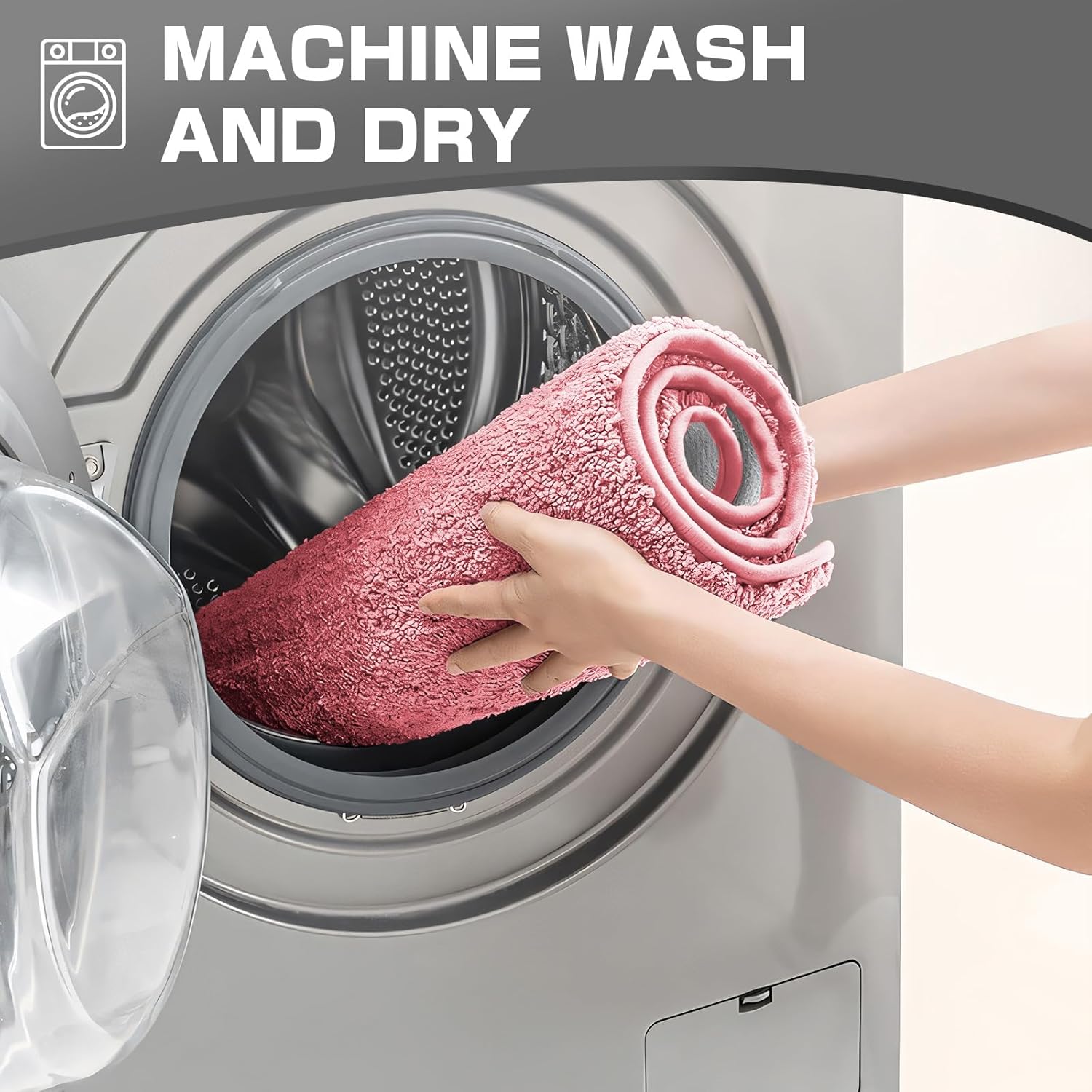 Thumbnail 5 de wyewye Microfibre Bath Mats: 2cm Thick, Ultra-Absorbent, 50x80cm and 50x50cm U-Shape in Pink