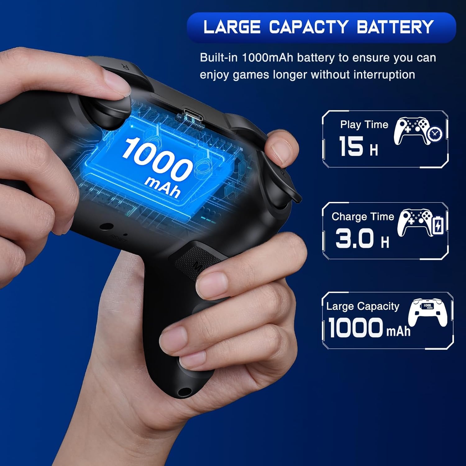 Detalle de Fanxieast Upgraded Wireless Controller for Nintendo Switch (Lite/OLED) – Turbo, programmable back buttons & quick wake-up