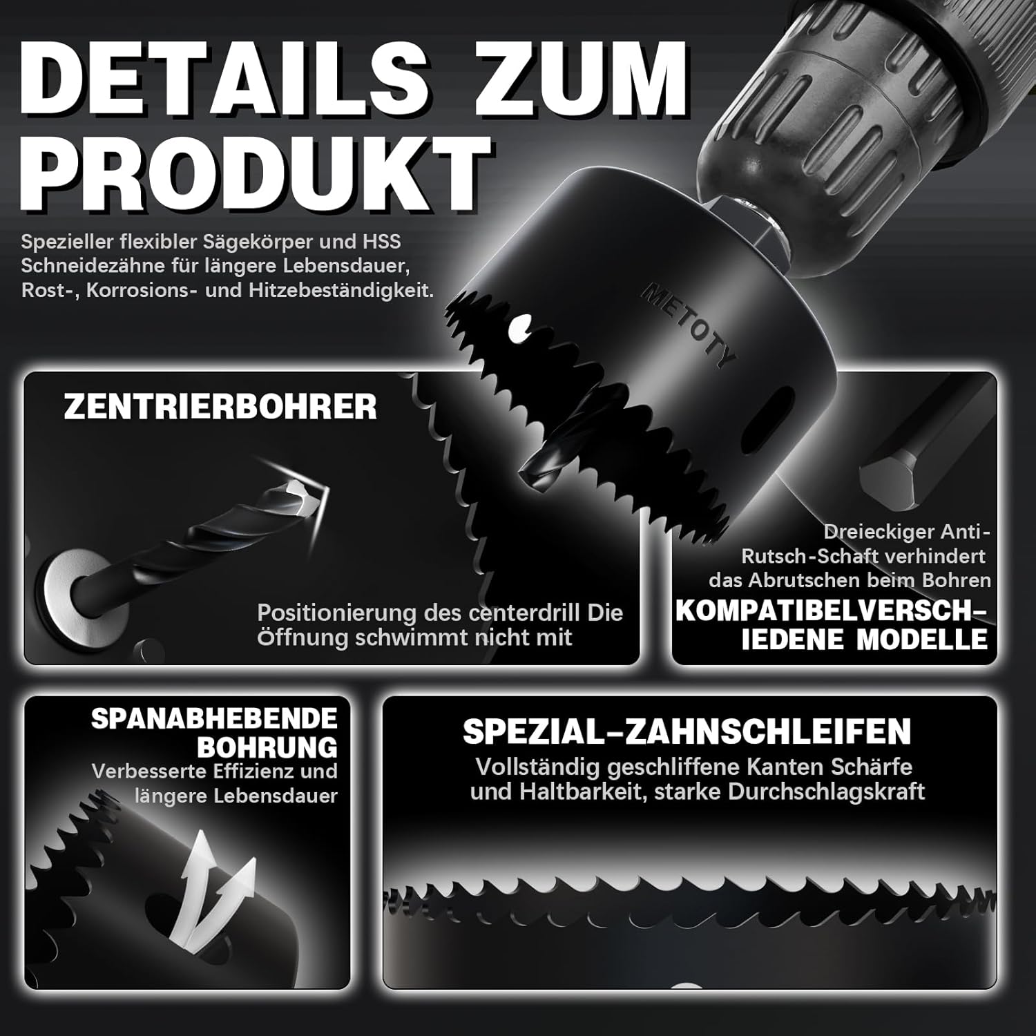 Thumbnail 2 de METOTY 9-teiliges Bi-Metall Lochsäge-Set (25–51 mm) für Holz, Gipskarton & Kunststoff