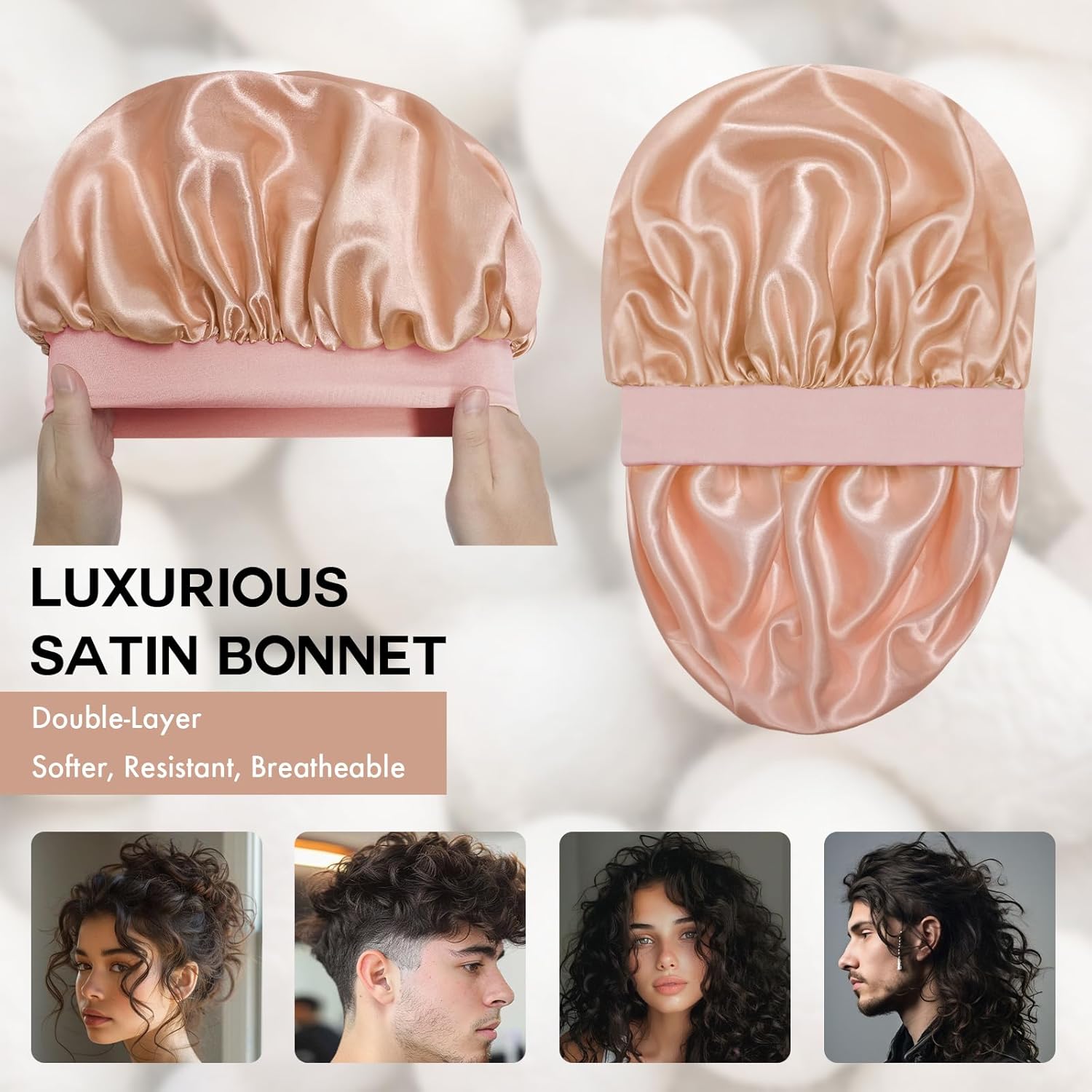 Thumbnail 1 de Doitory Satin Silk Bonnet for Sleeping — Double-Layer Silk Sleep Cap