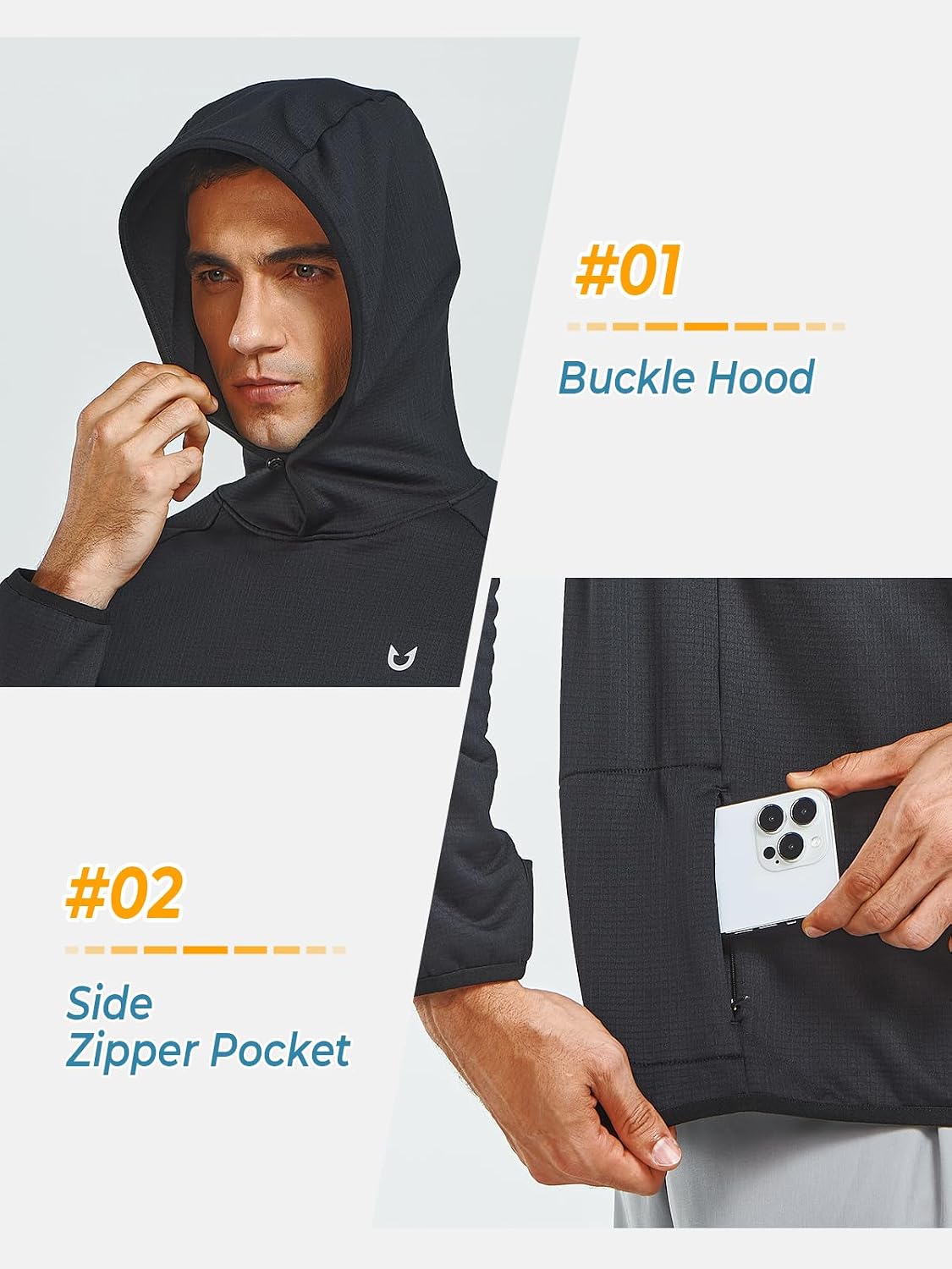 Detalle 1 de NORTHYARD Men’s Running Hoodie for cold runs