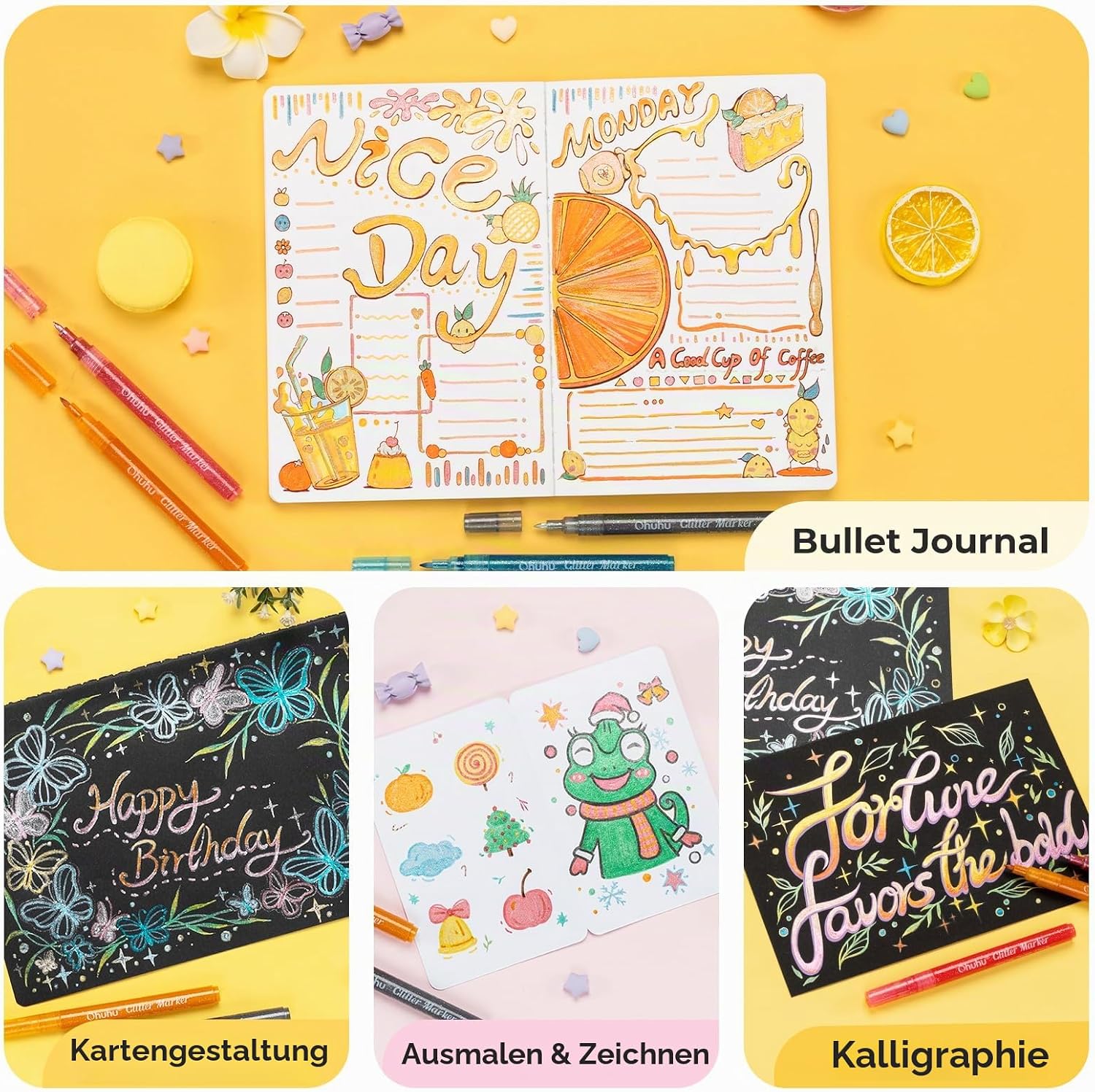 Thumbnail 5 de Glitzerstifte 12 Farben von Ohuhu – 0,7 mm wasserbasierte Glitzerstifte für kreative Projekte