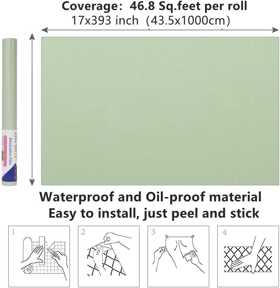Thumbnail 6 de Arthome Matte Green Contact Paper: Peel-and-Stick Vinyl for Counters, Cabinets and Walls (43.5 x 1000 cm)