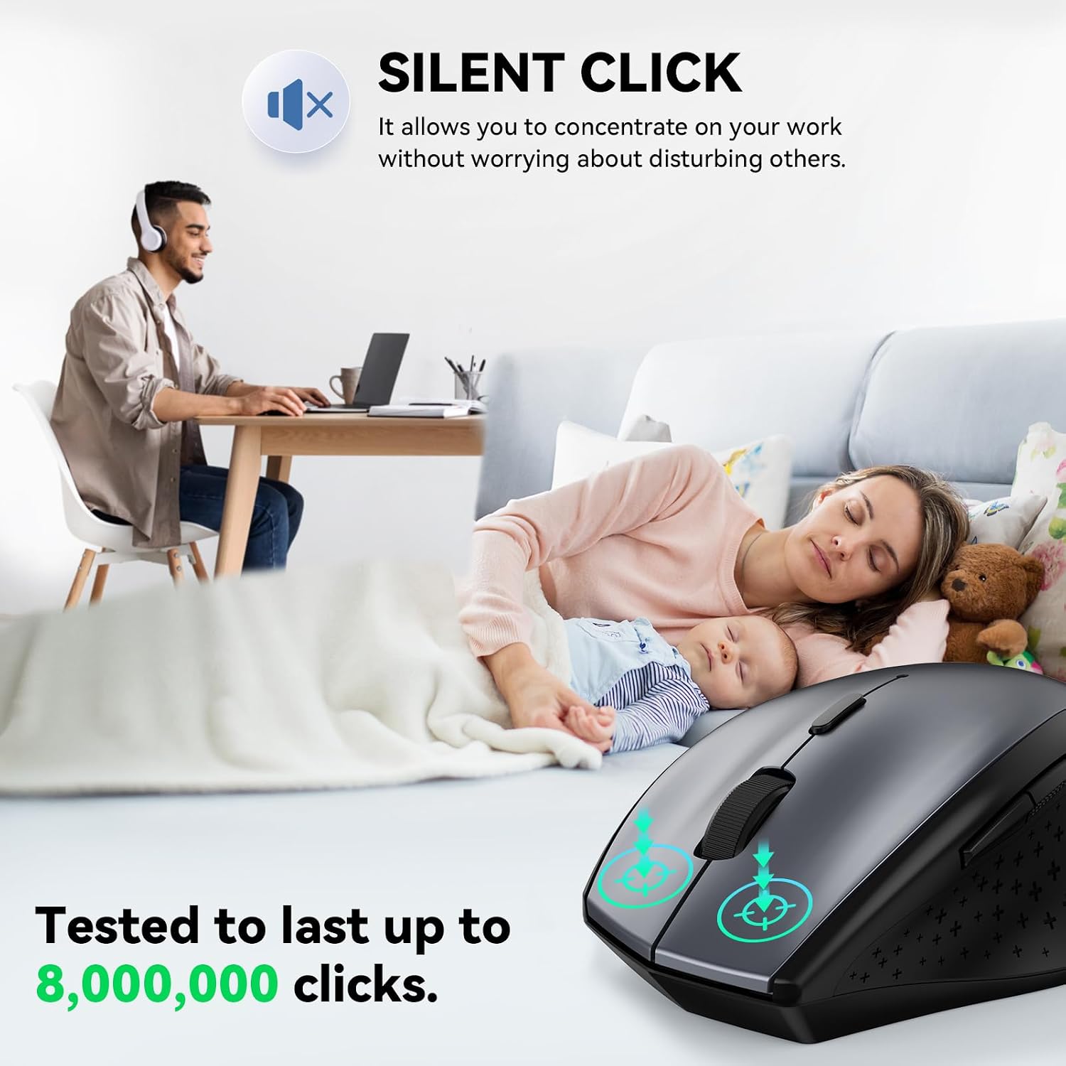 Detalle de TECKNET Wireless Mouse 4800 DPI for Laptop 🖱