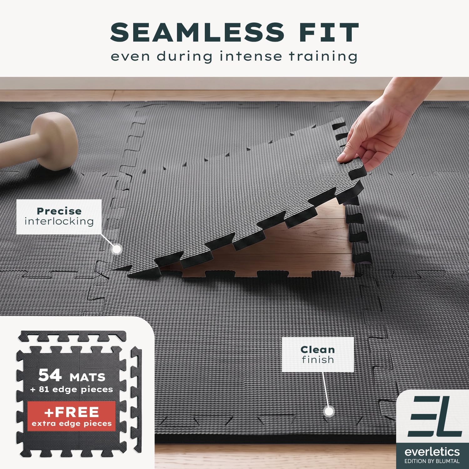 Thumbnail 6 de Blumtal Interlocking Gym Mats, 30 x 30 cm EVA Floor Tiles, Anthracite