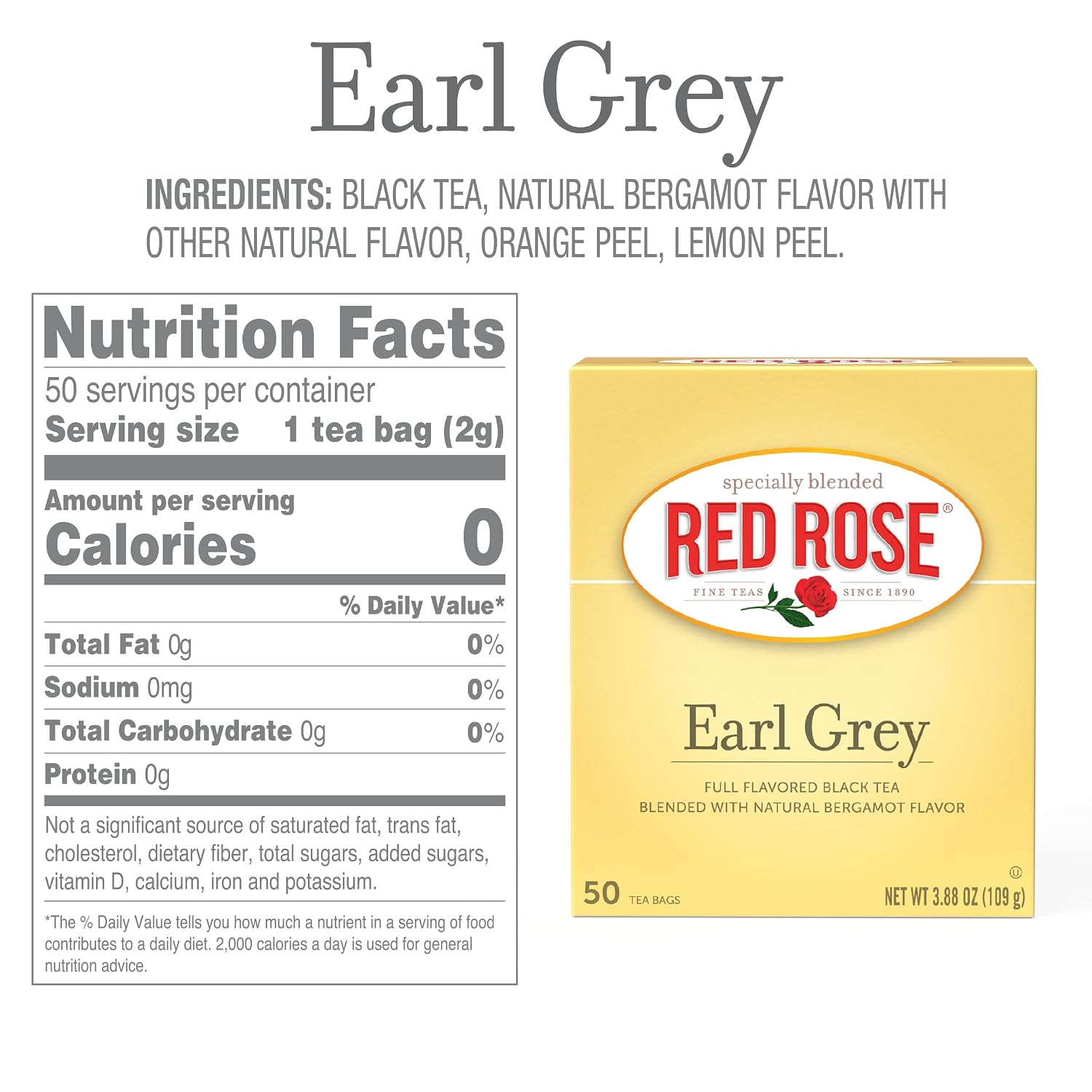 Detalle 2 de Red Rose Earl Grey Black Tea, 50 Count