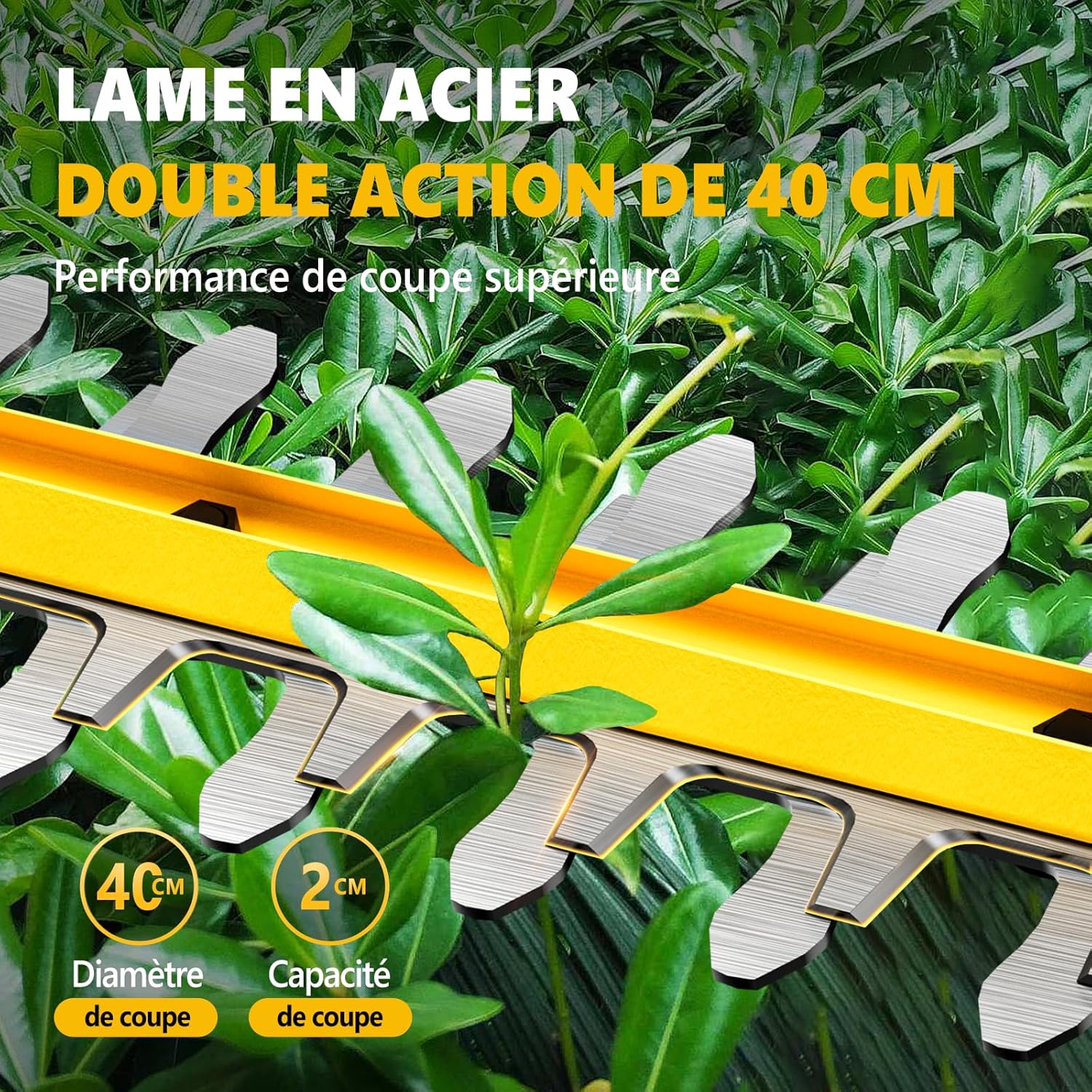 Detalle de Alloyman 20V Max Taille-haie sans Fil télescopique avec 2 Batteries 4,0 Ah et Chargeur – 2,4 m