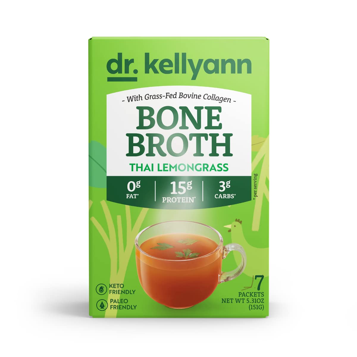 Detalle 2 de Dr. Kellyann Thai Lemongrass Bone Broth Packets, 7 Servings, 16g Protein