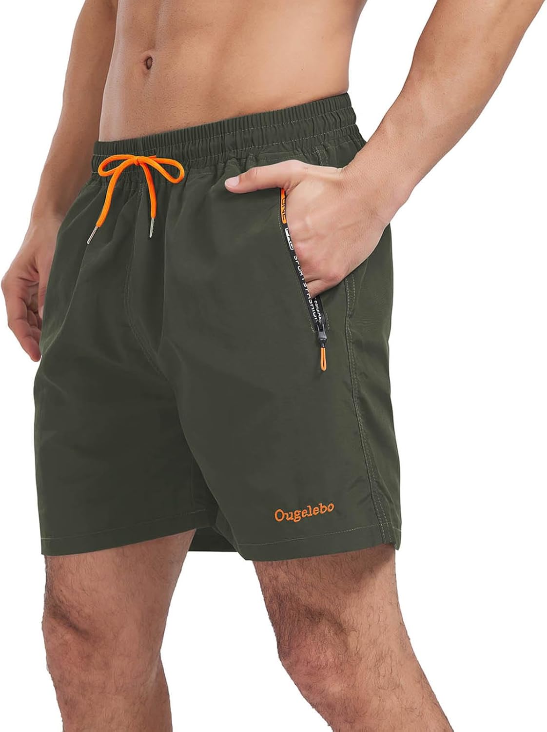 Thumbnail 6 de Ougelebo Mens Swimming Shorts with Zip Pockets