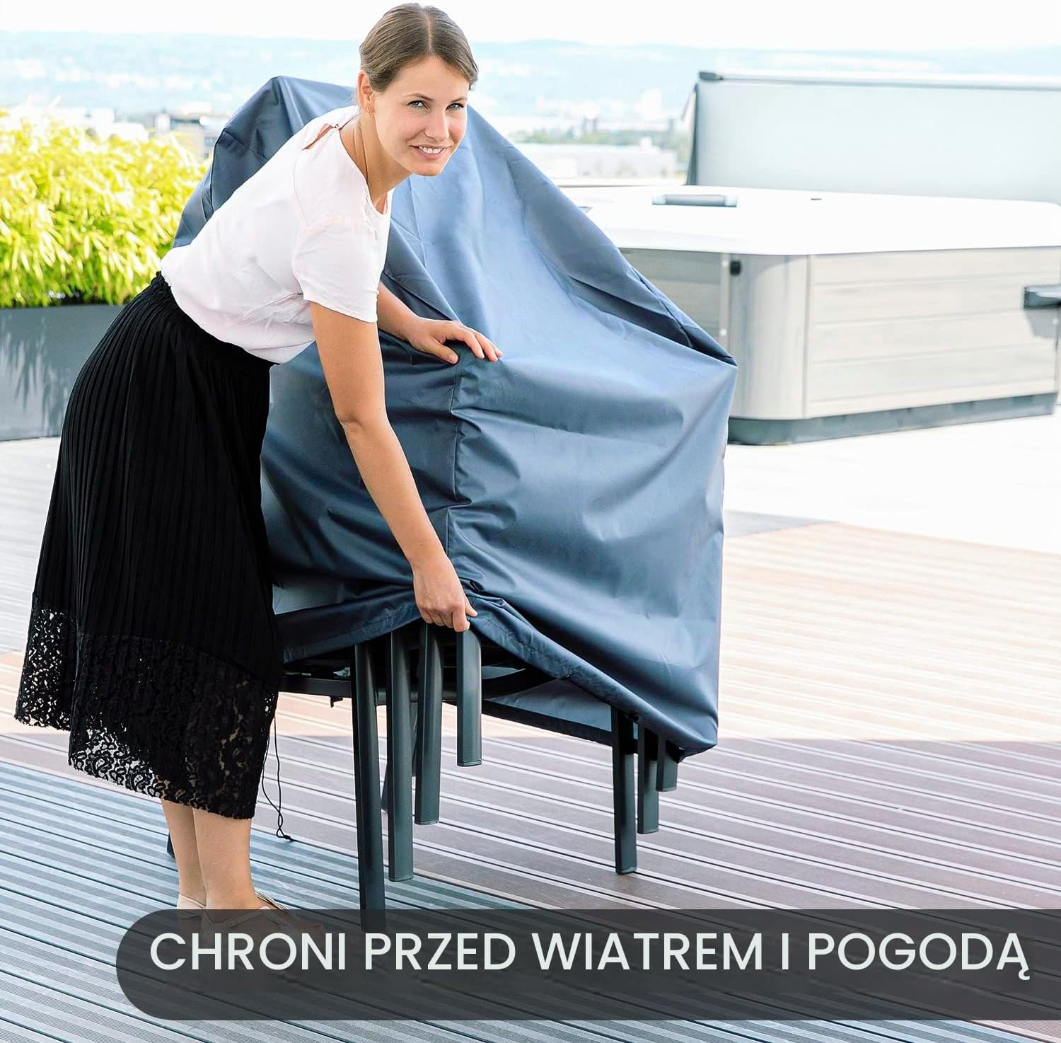 Detalle de Chefarone CHEF000027 – wodoodporny pokrowiec 420D na krzesła ogrodowe
