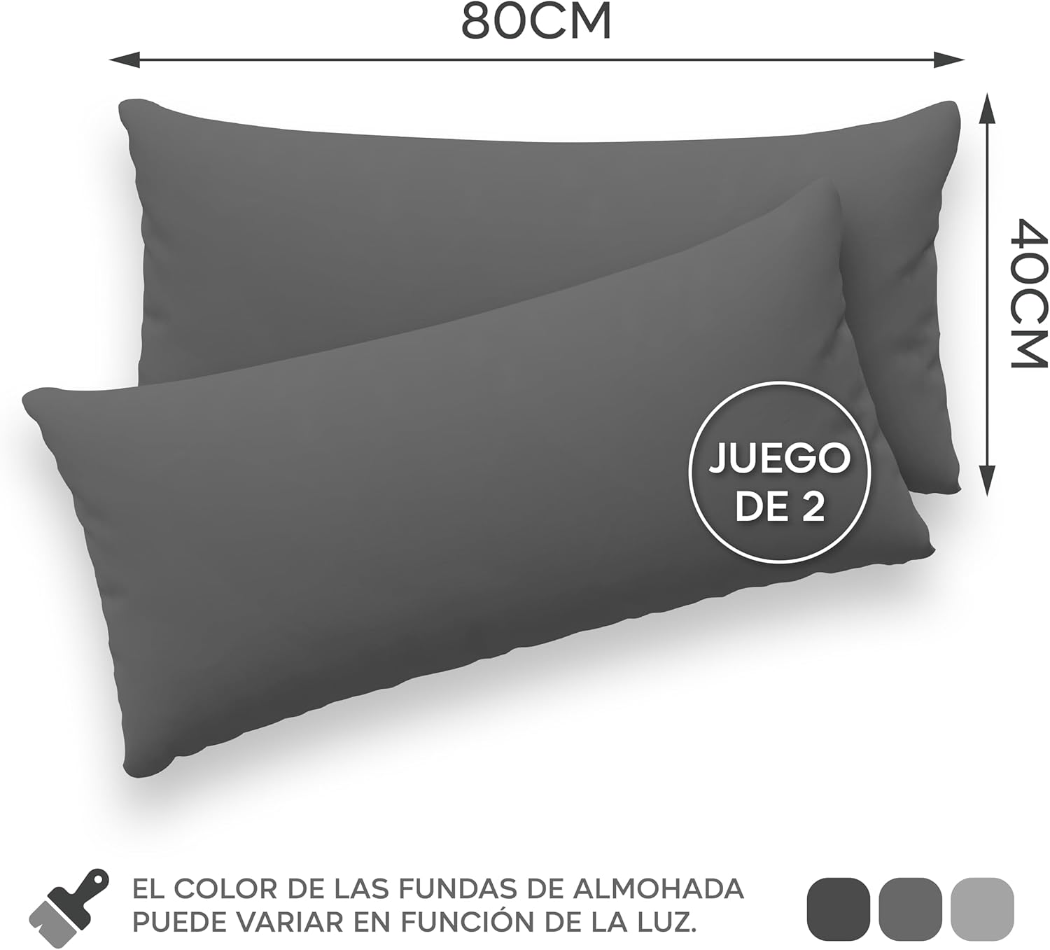 Thumbnail 1 de Twinzen® Funda de Almohada 40x80 ✨ Juego de 2, Algodón Jersey