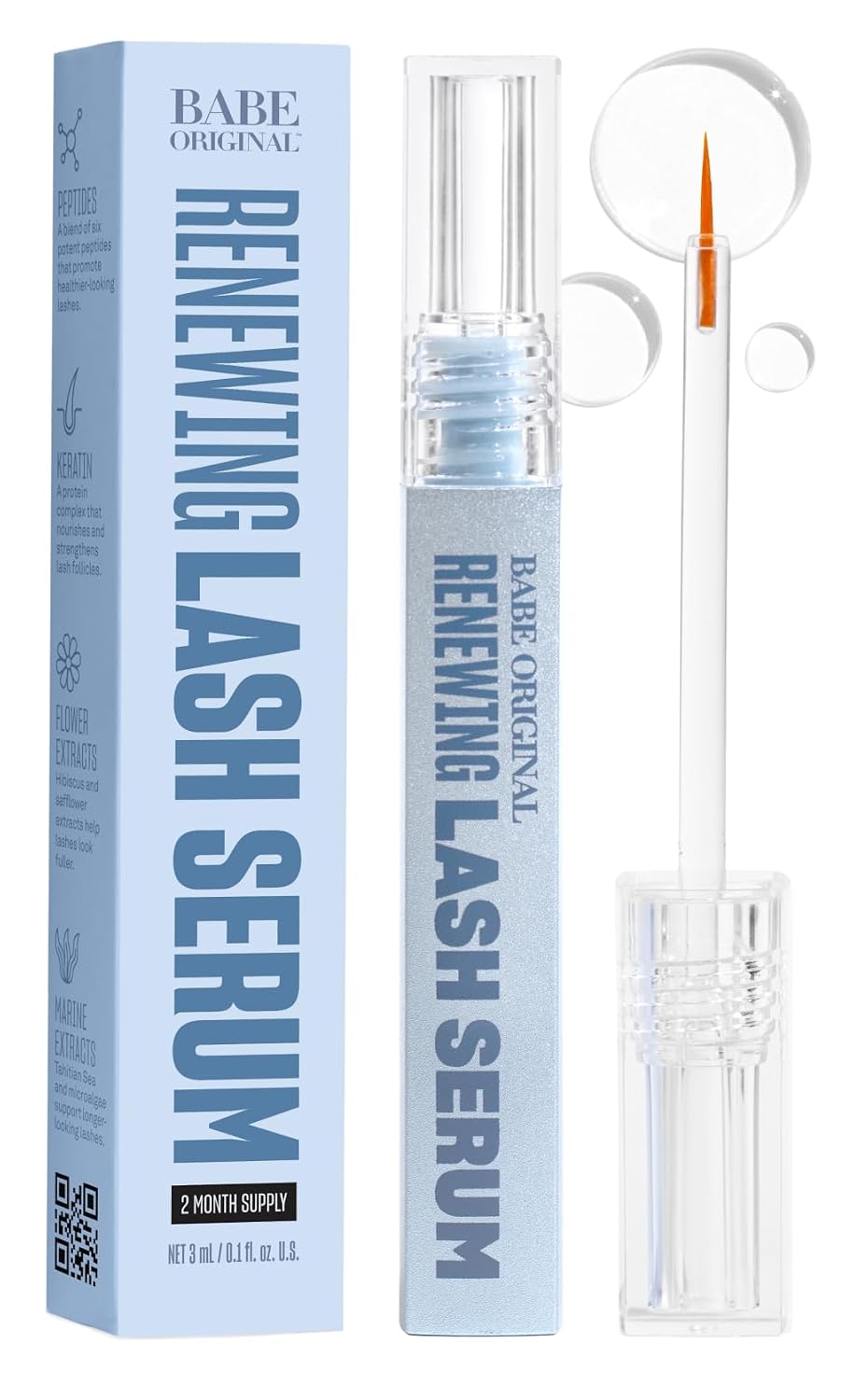 Detalle de BABE ORIGINAL Renewing Lash Serum for Longer-Looking Lashes, Peptides, 3mL